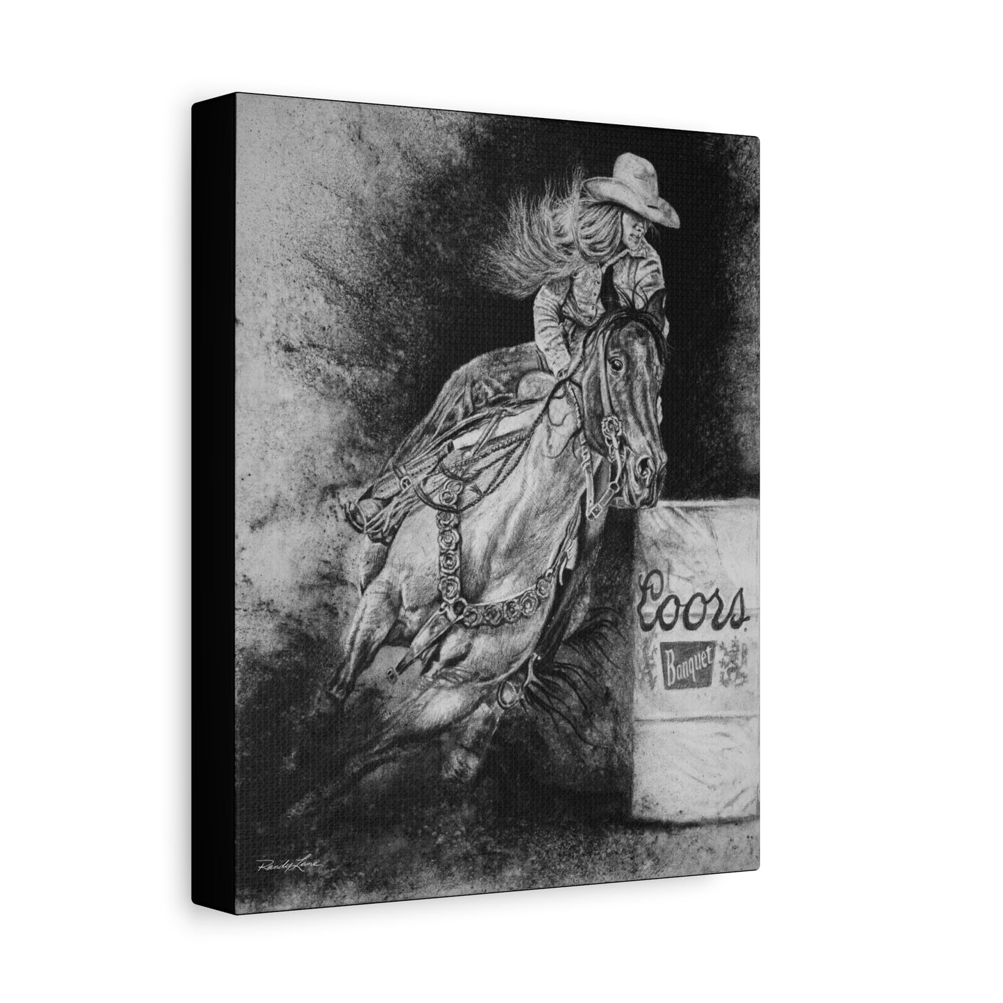 Sophie's Run. Rodeo Barrel Racer Art Stretched Canvas