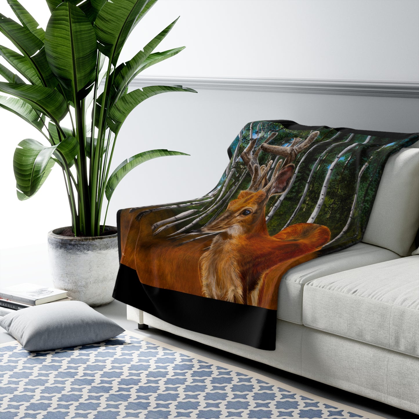 Velvet Crush, Deer Cozy Wildlife Sherpa Fleece Blanket