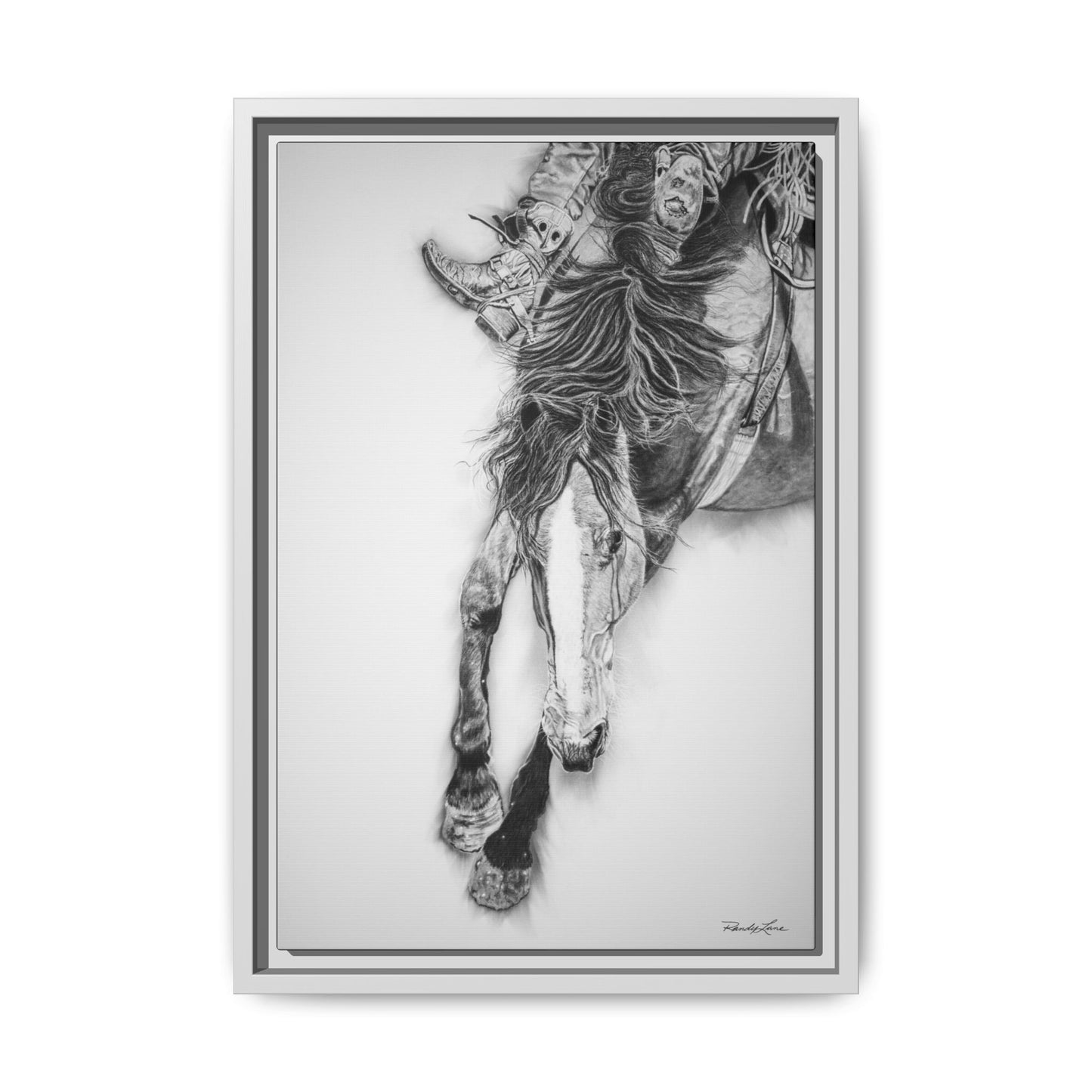 Crazy 8. Framed Stretched Matte Canvas Rodeo Art Print