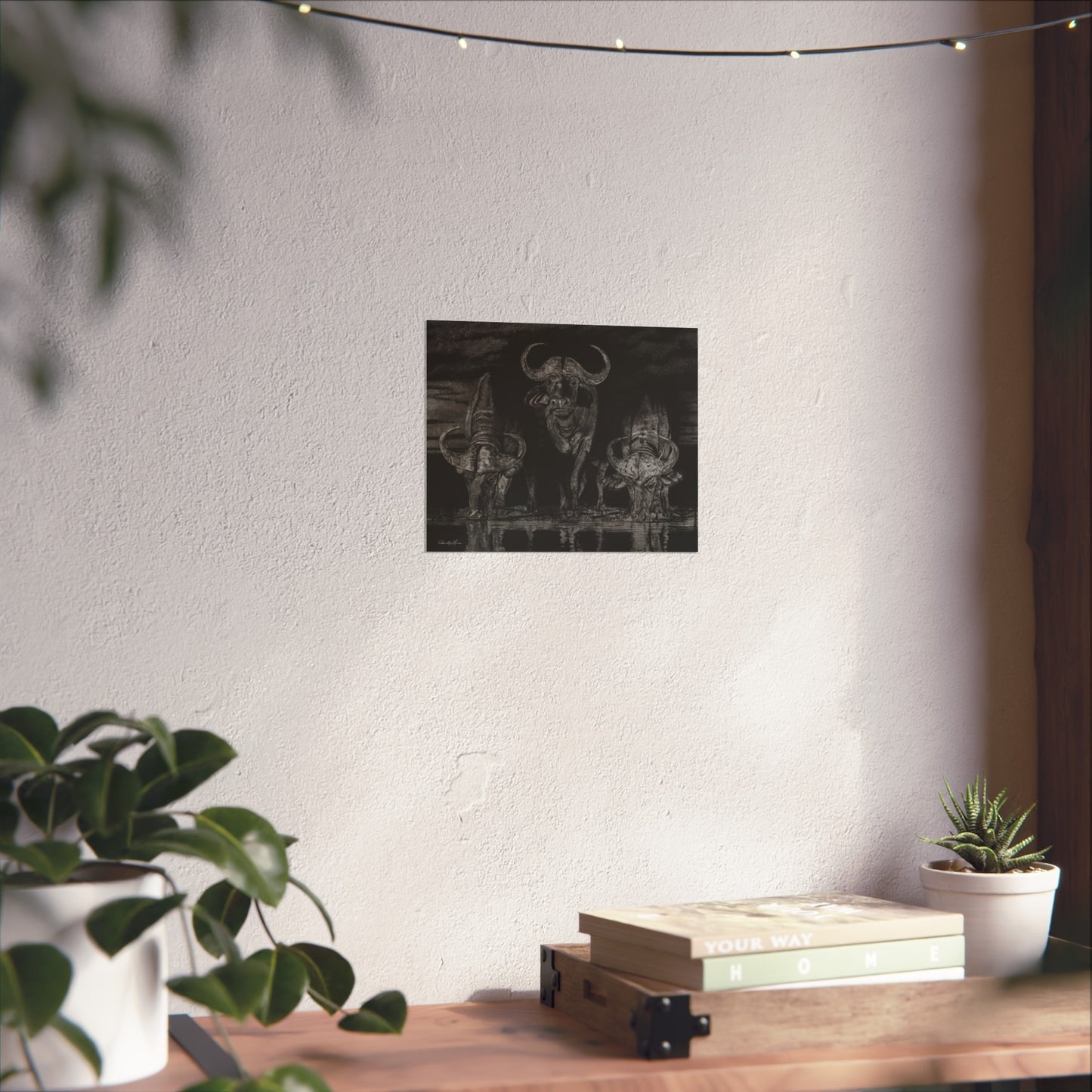 The Waterhole, Cape Buffalo Fine Art Print