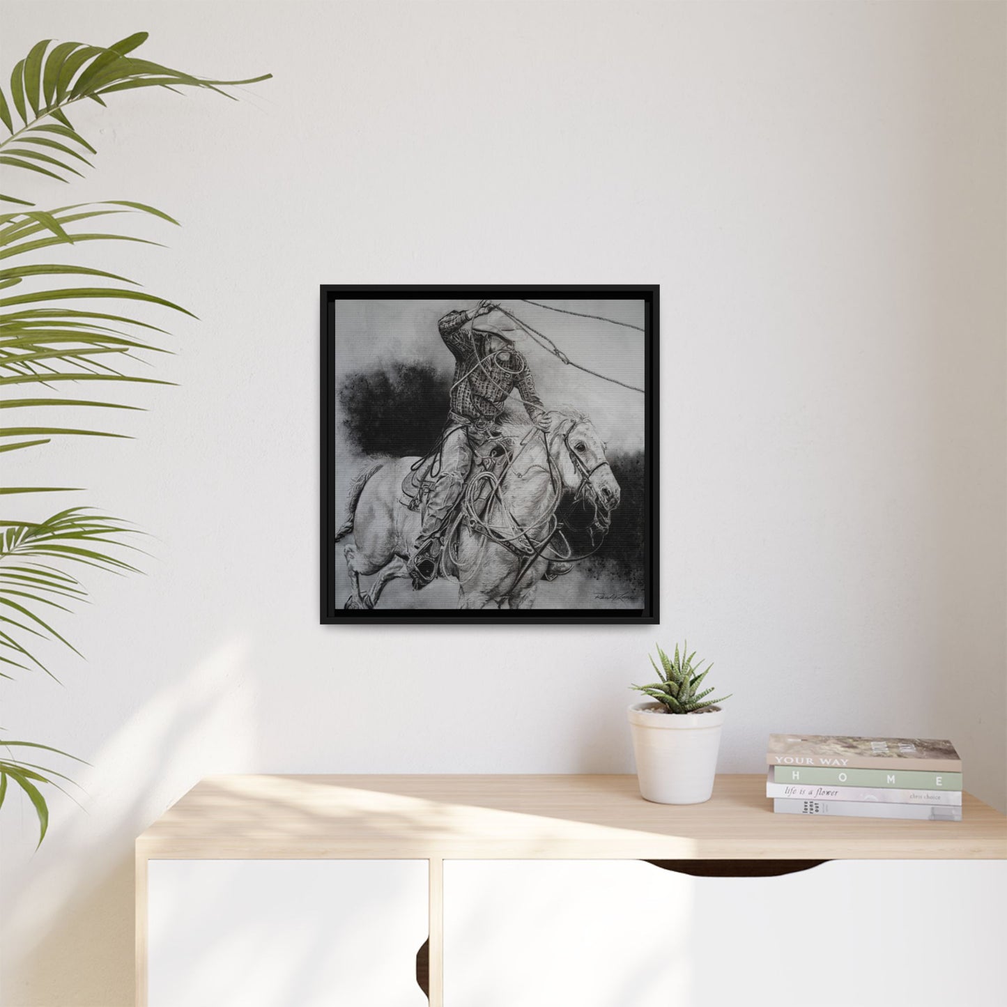 Let it Fly, Rodeo Tie-down Roper Painting, Matte Framed Stretched Canvas
