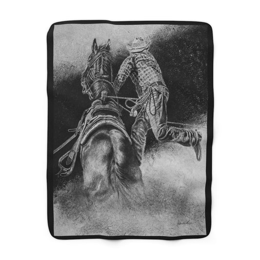 The Dismount. Steer Roper Sherpa Fleece Blanket