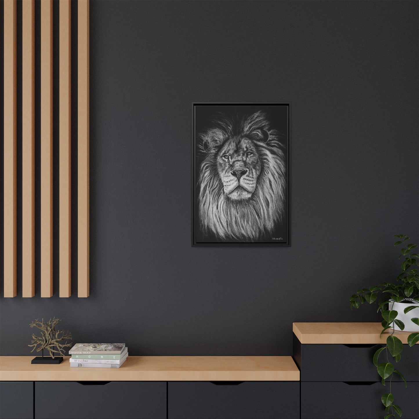 The Mane Event, Matte Canvas Lion Prints, Framed (Multi-color)