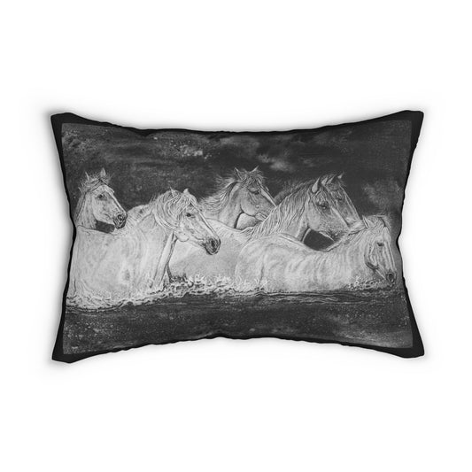 Night Swim, Horse Lumbar Pillow