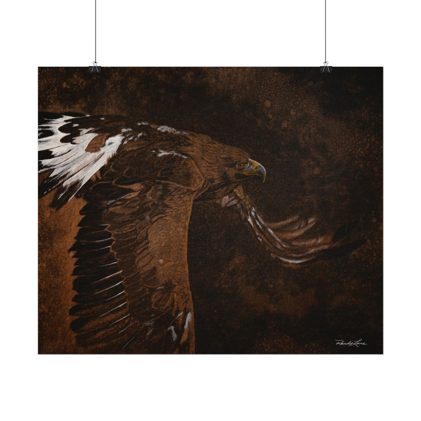 Golden Flight, Eagle Wall Art Print, Textured Matte Print Decor