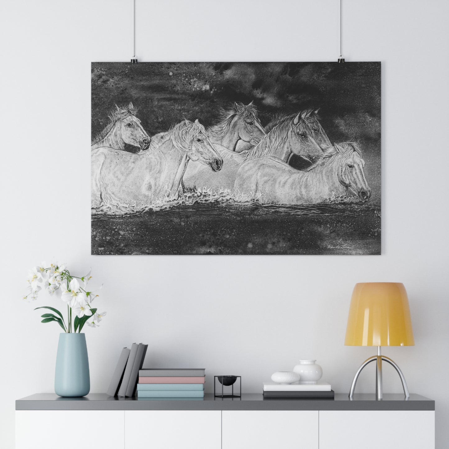 Night Swim, Horse Theme Giclée Art Print