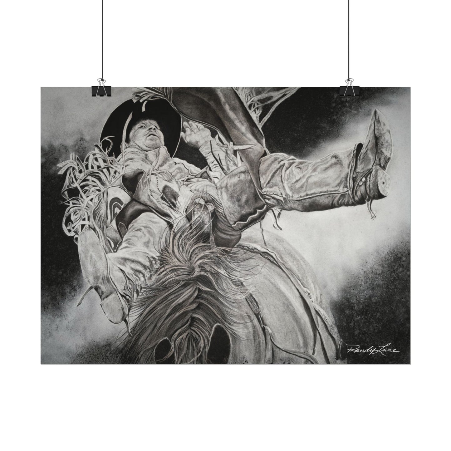 Battle Tested, Rodeo Bareback Rider Painting, Textured Matte Print