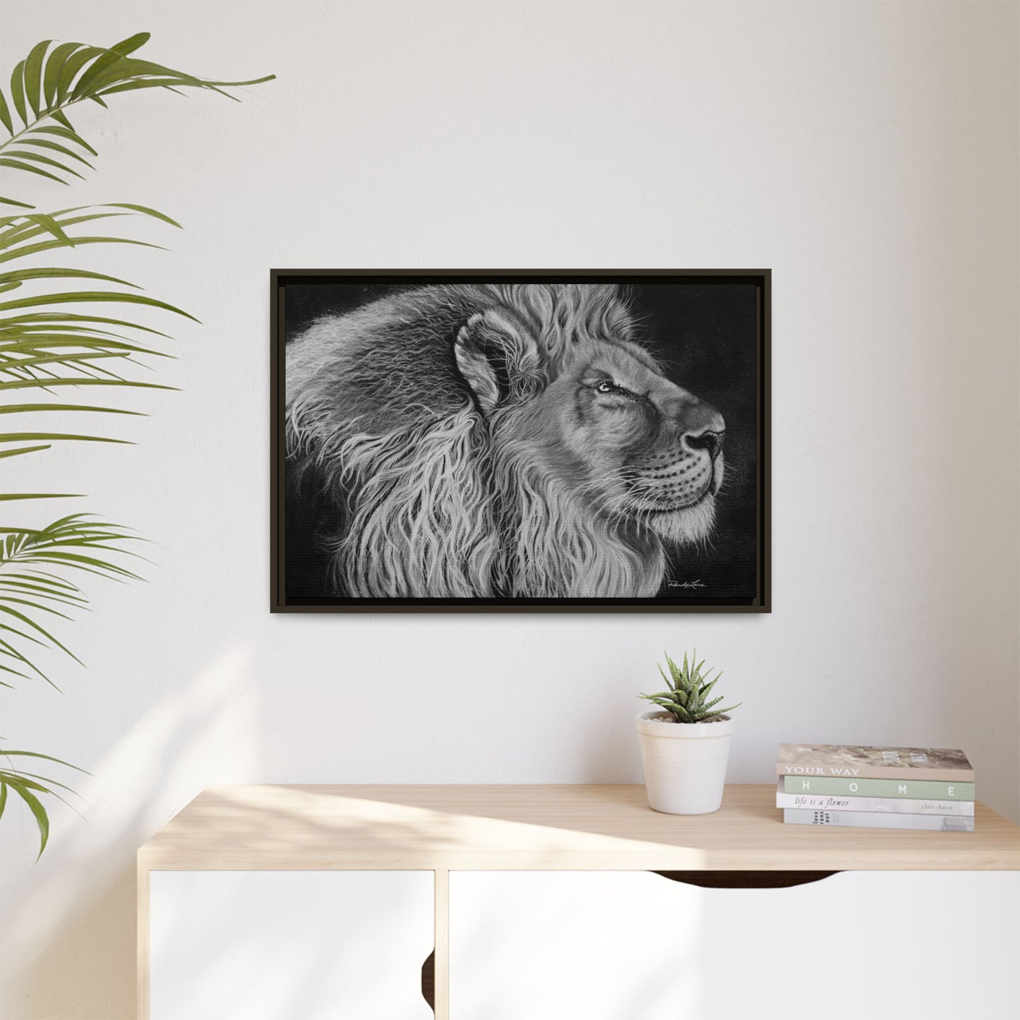 King of Cool, Majestic Lion Framed Canvas Art