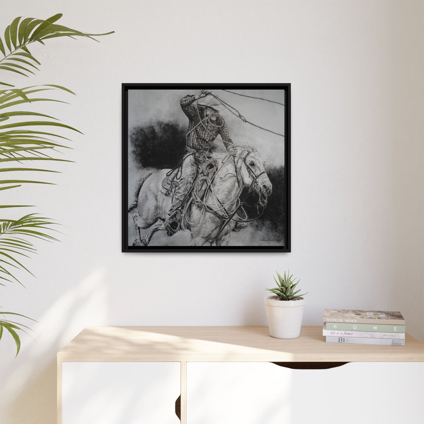 Let it Fly, Rodeo Tie-down Roper Painting, Matte Framed Stretched Canvas