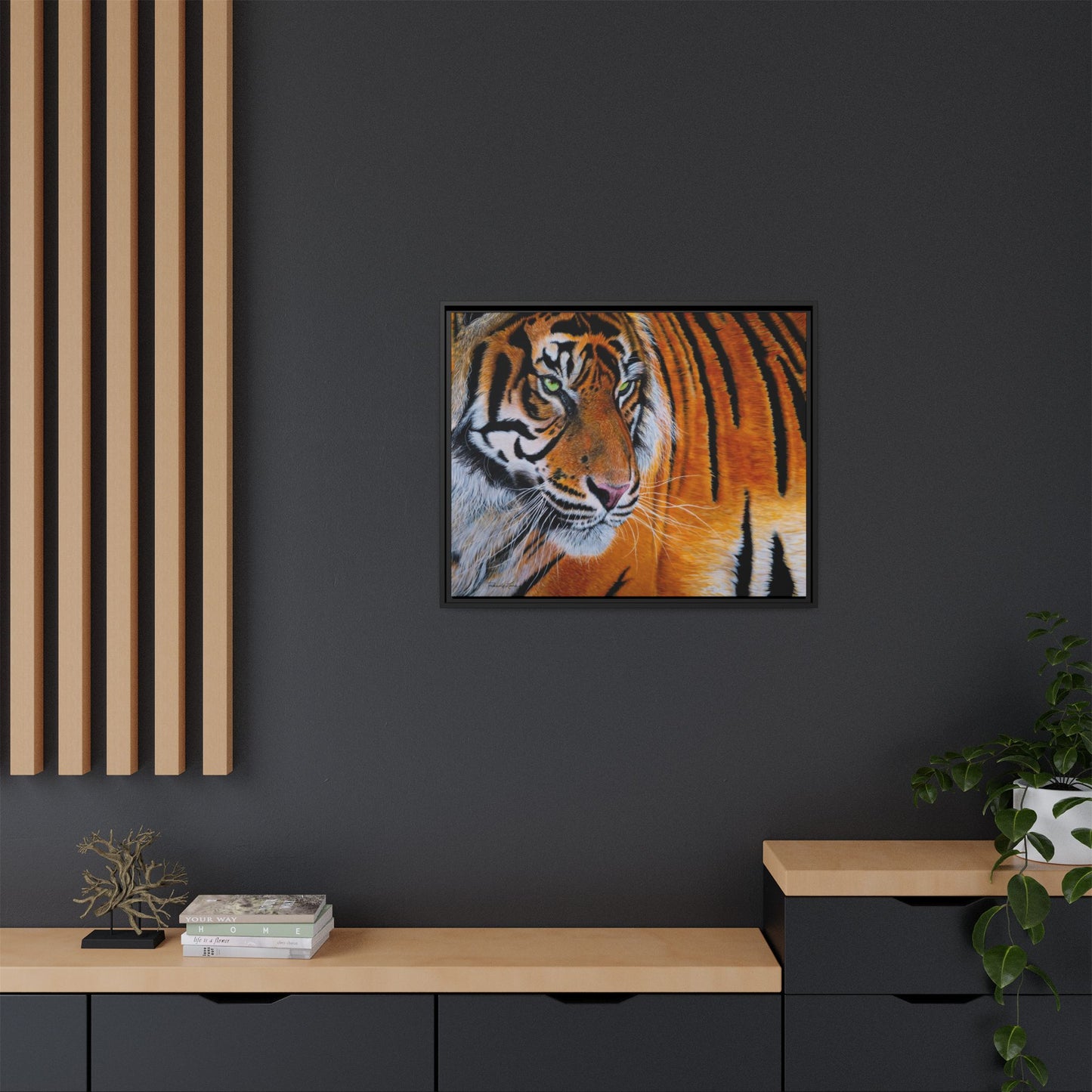 Tiger Stripe, Framed Tiger Canvas Print