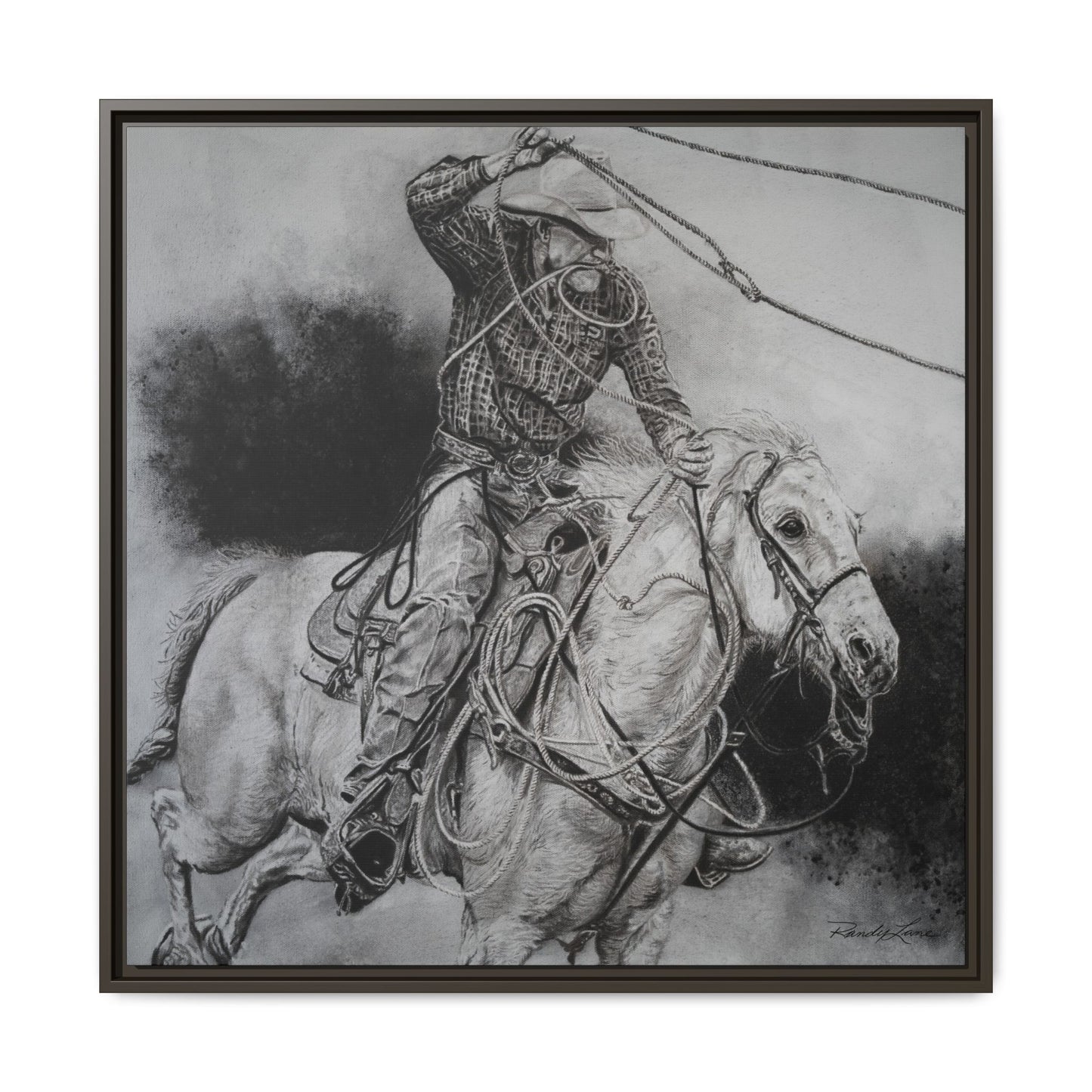 Let it Fly, Rodeo Tie-down Roper Painting, Matte Framed Stretched Canvas