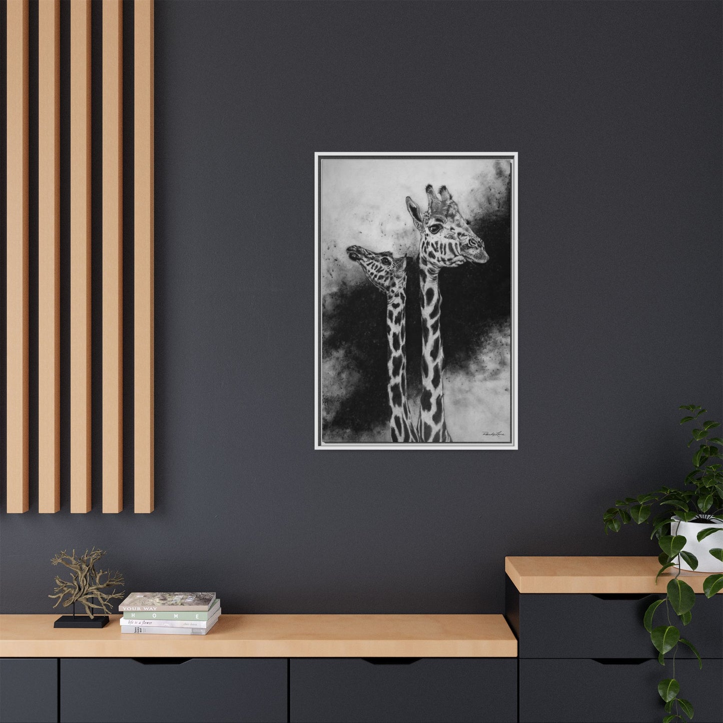 Grace in the Grasslands, Giraffe, Framed Matte Canvas Wall Decor