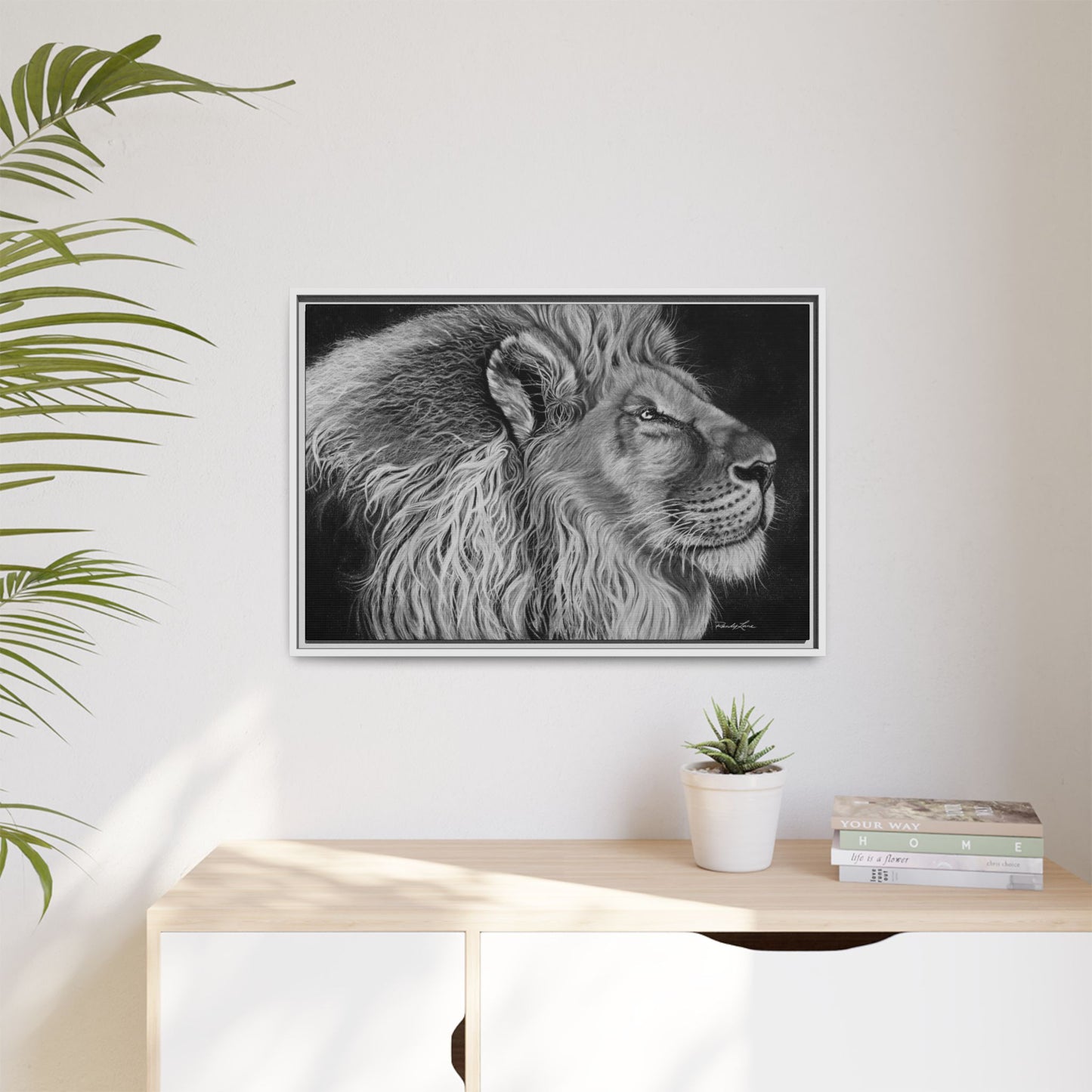 King of Cool, Majestic Lion Framed Canvas Art