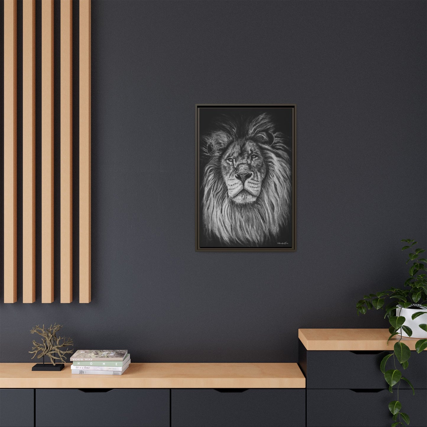 The Mane Event, Matte Canvas Lion Prints, Framed (Multi-color)