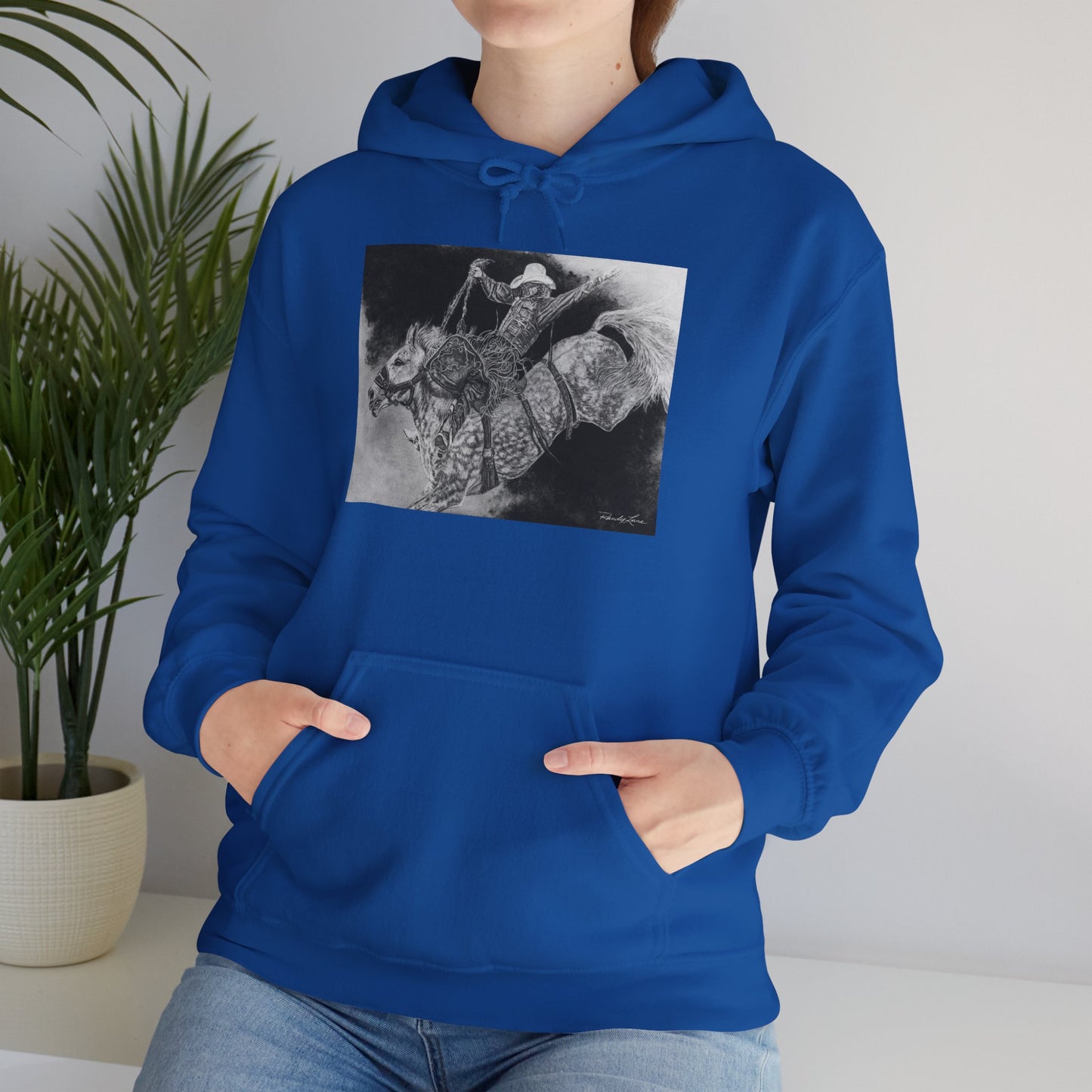 Big Grey, Rodeo Bareback Bronc Painting Hoodie Sweatshirt
