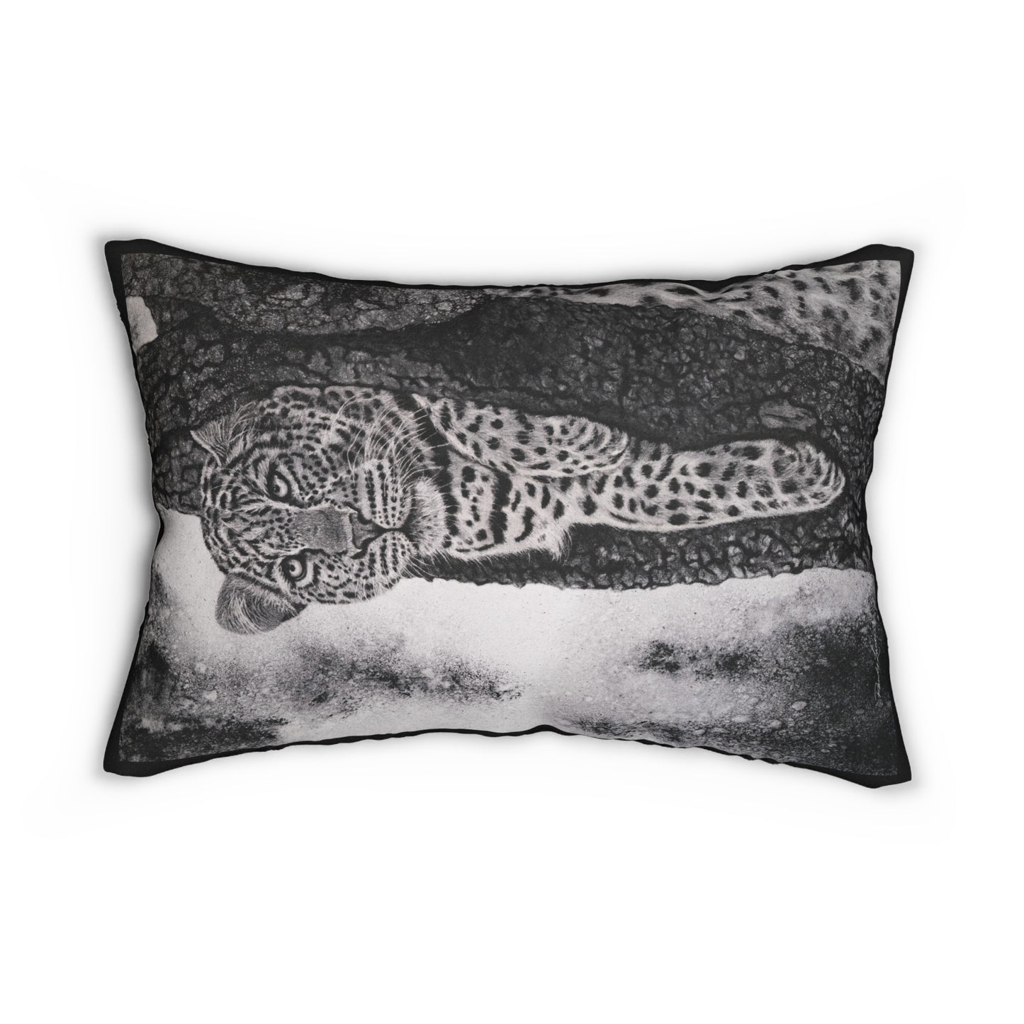 Tree Hugger, Leopard Spun Polyester Lumbar Pillow