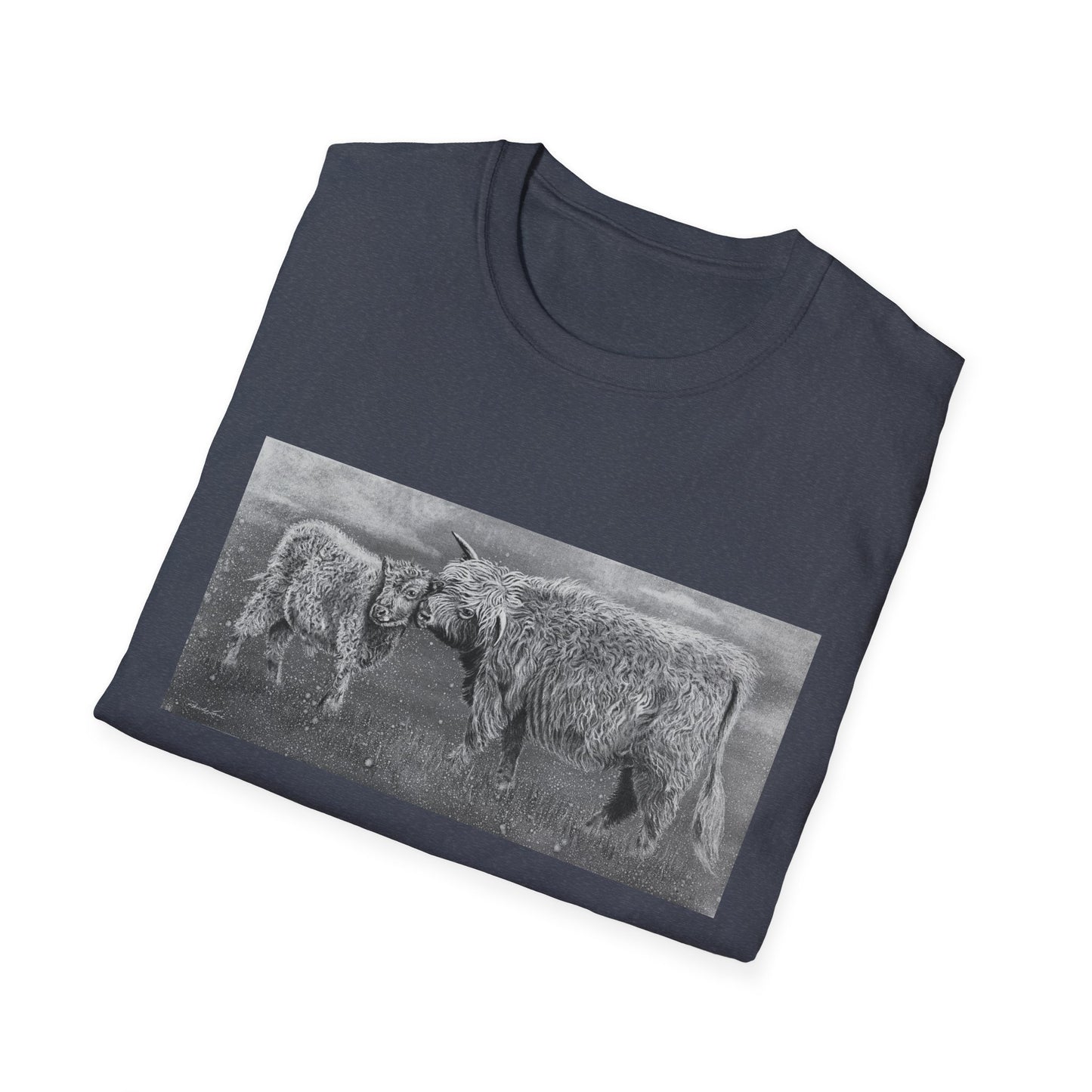 Highland Love, Highland Cow Print Unisex Softstyle T-Shirt