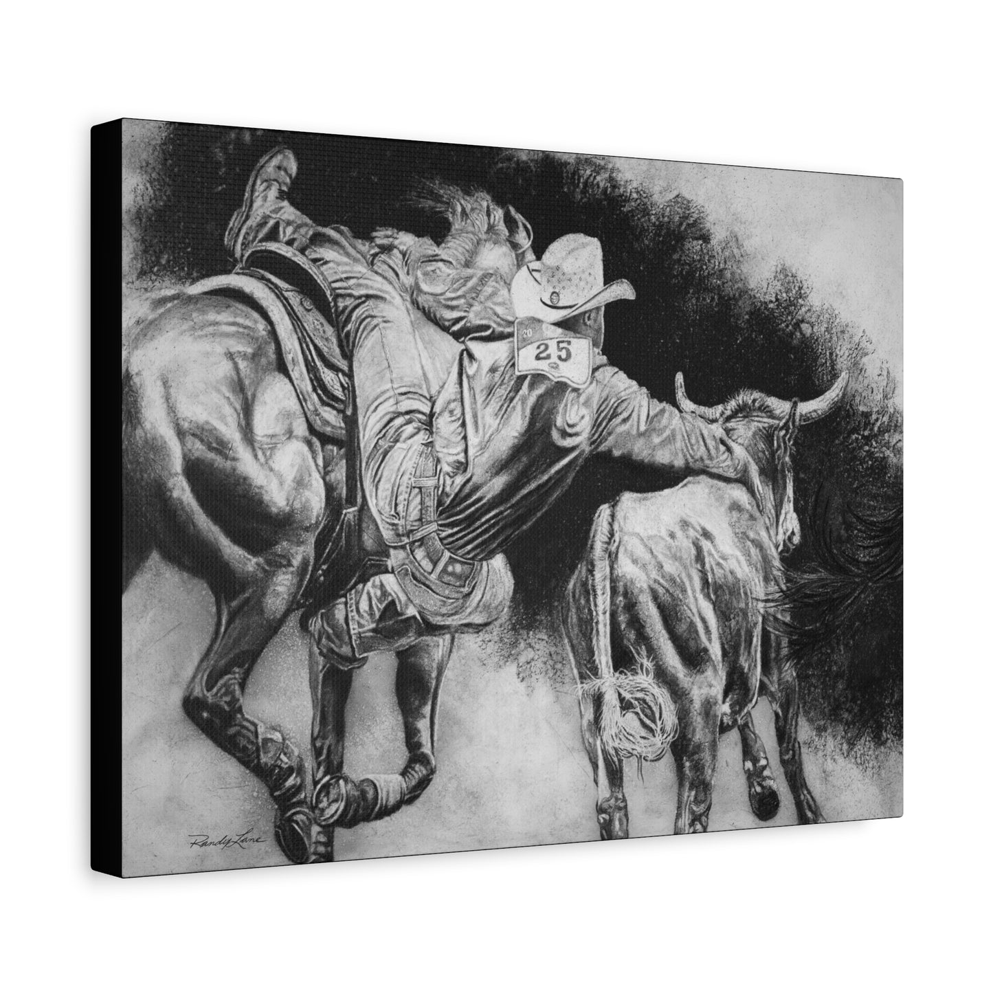 Contact. Cowboy Bulldogger Rodeo Art Stretched Canvas Print