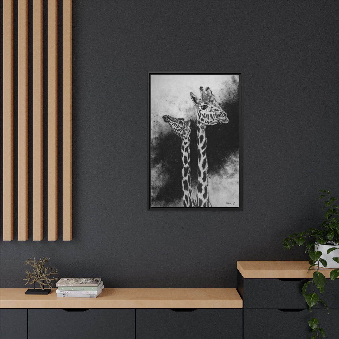Grace in the Grasslands, Giraffe, Framed Matte Canvas Wall Decor