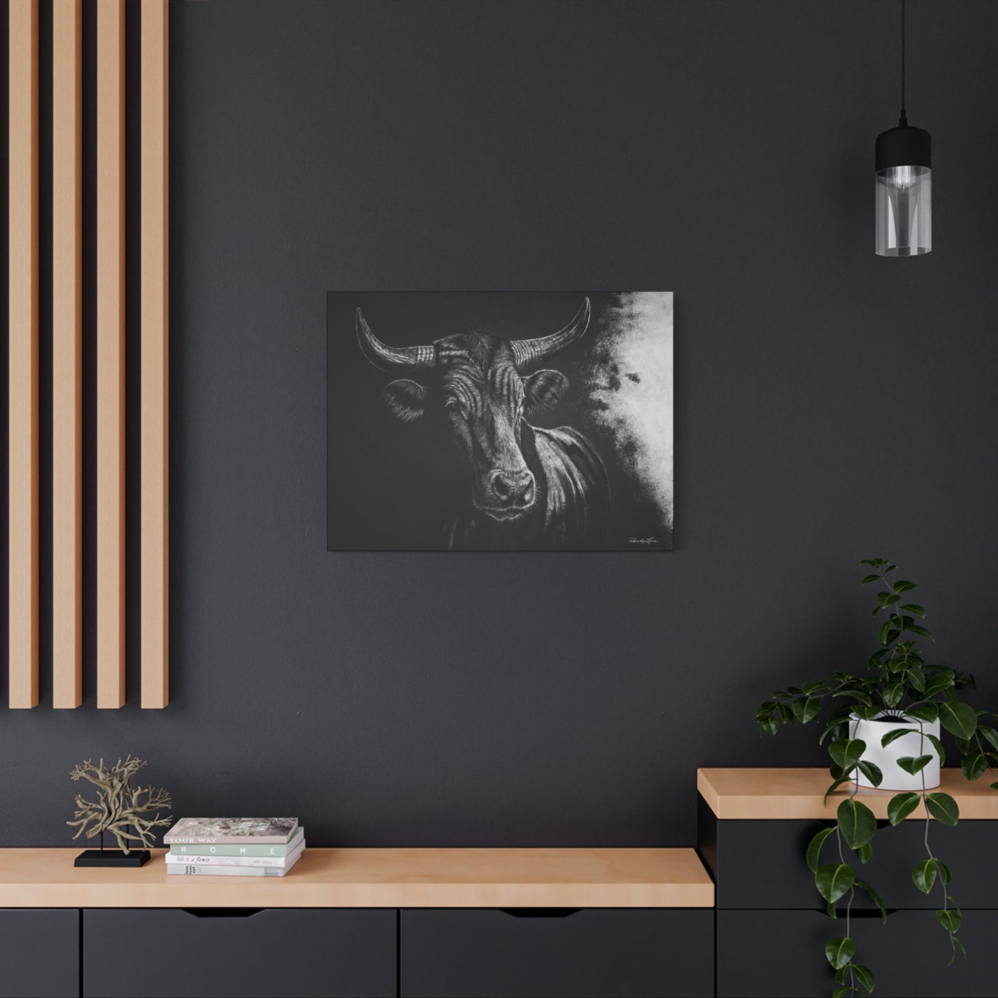 Stonebreaker. Bucking Bull Stretched Matte Canvas Wall Art