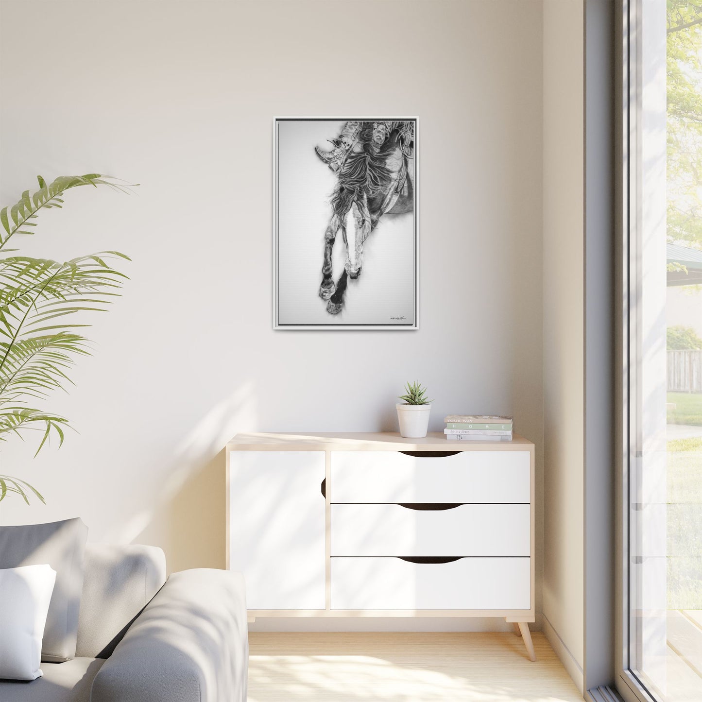 Crazy 8. Framed Stretched Matte Canvas Rodeo Art Print