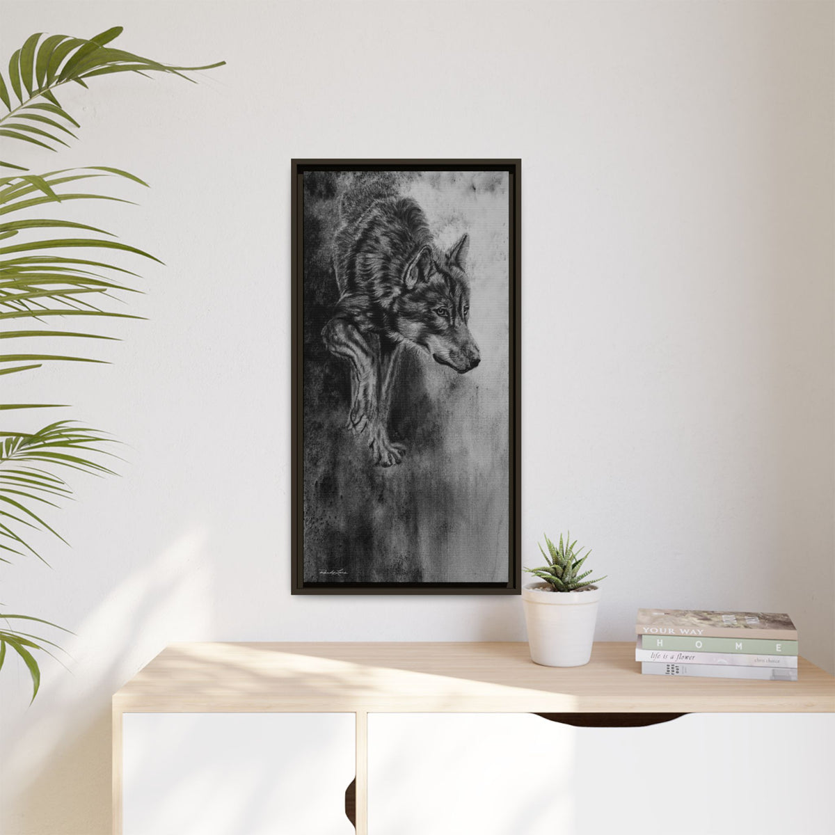 Specter, Wolf Portrait Framed Matte Canvas Wall Art