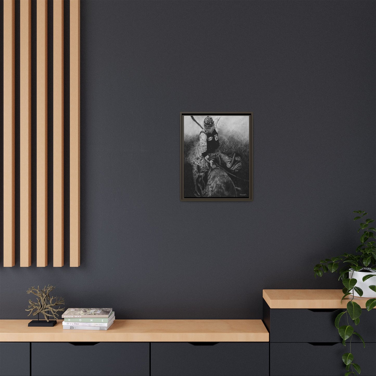 Gettin Frosty. Bull Rider Framed Stretched Matte Canvas Print