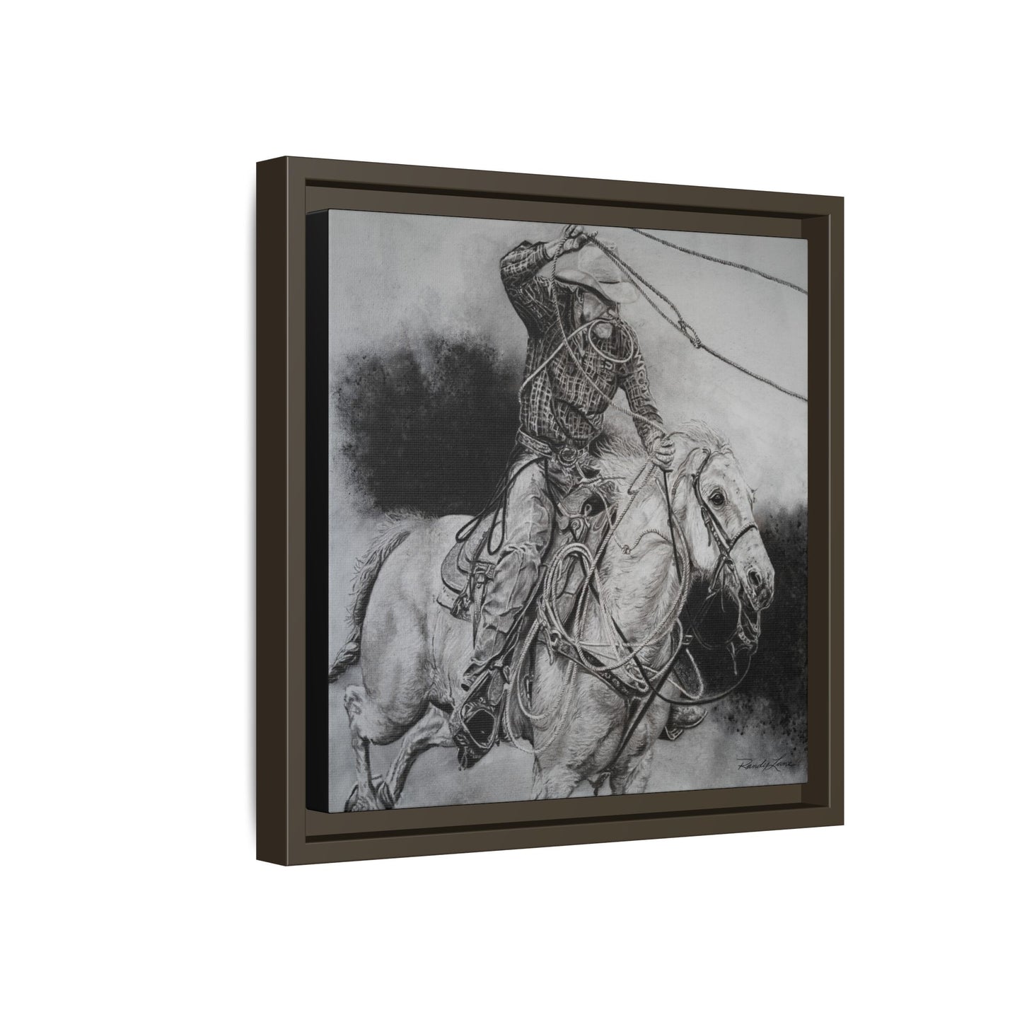 Let it Fly, Rodeo Tie-down Roper Painting, Matte Framed Stretched Canvas