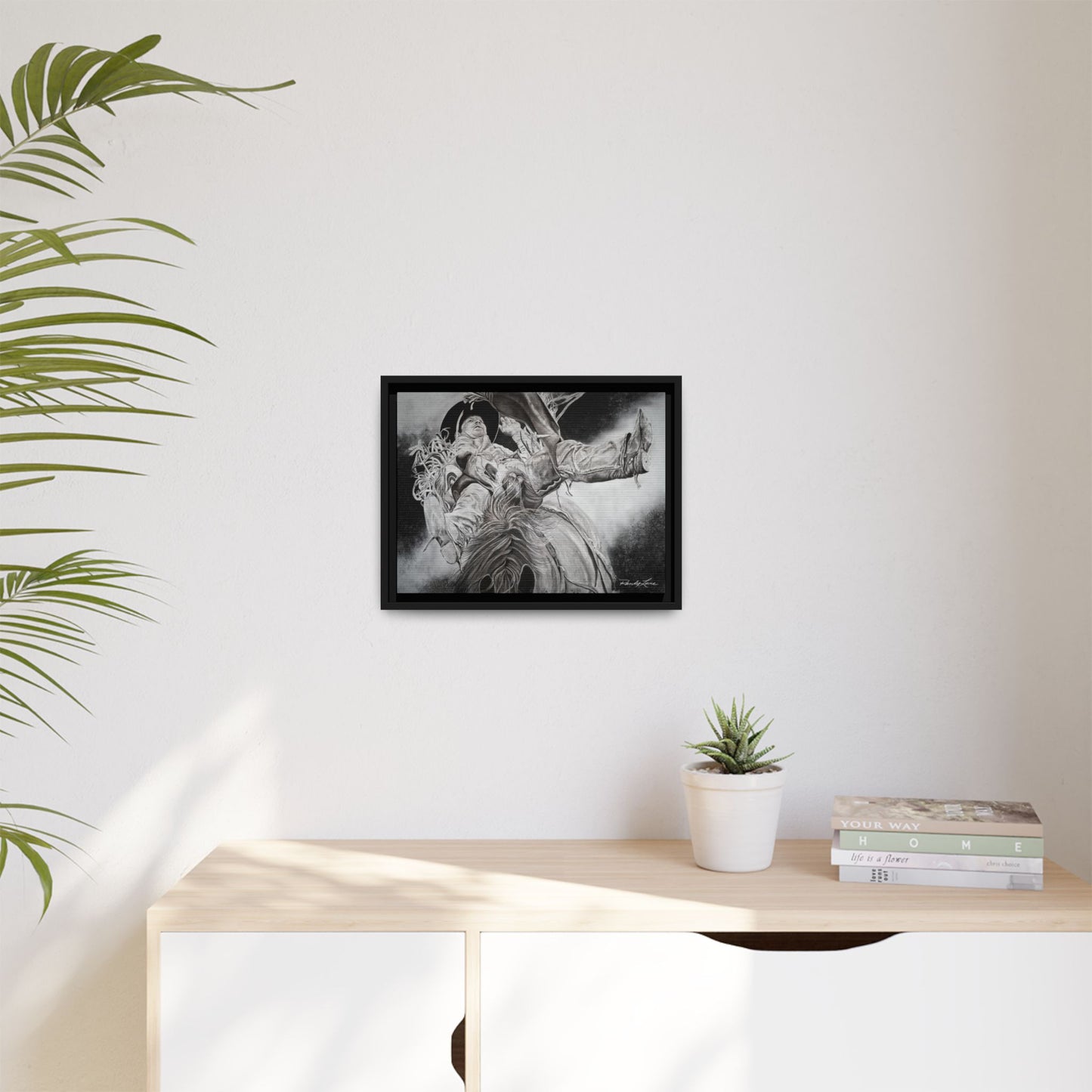 Battle Tested, Rodeo Bareback Rider Painting, Framed Matte Canvas Print