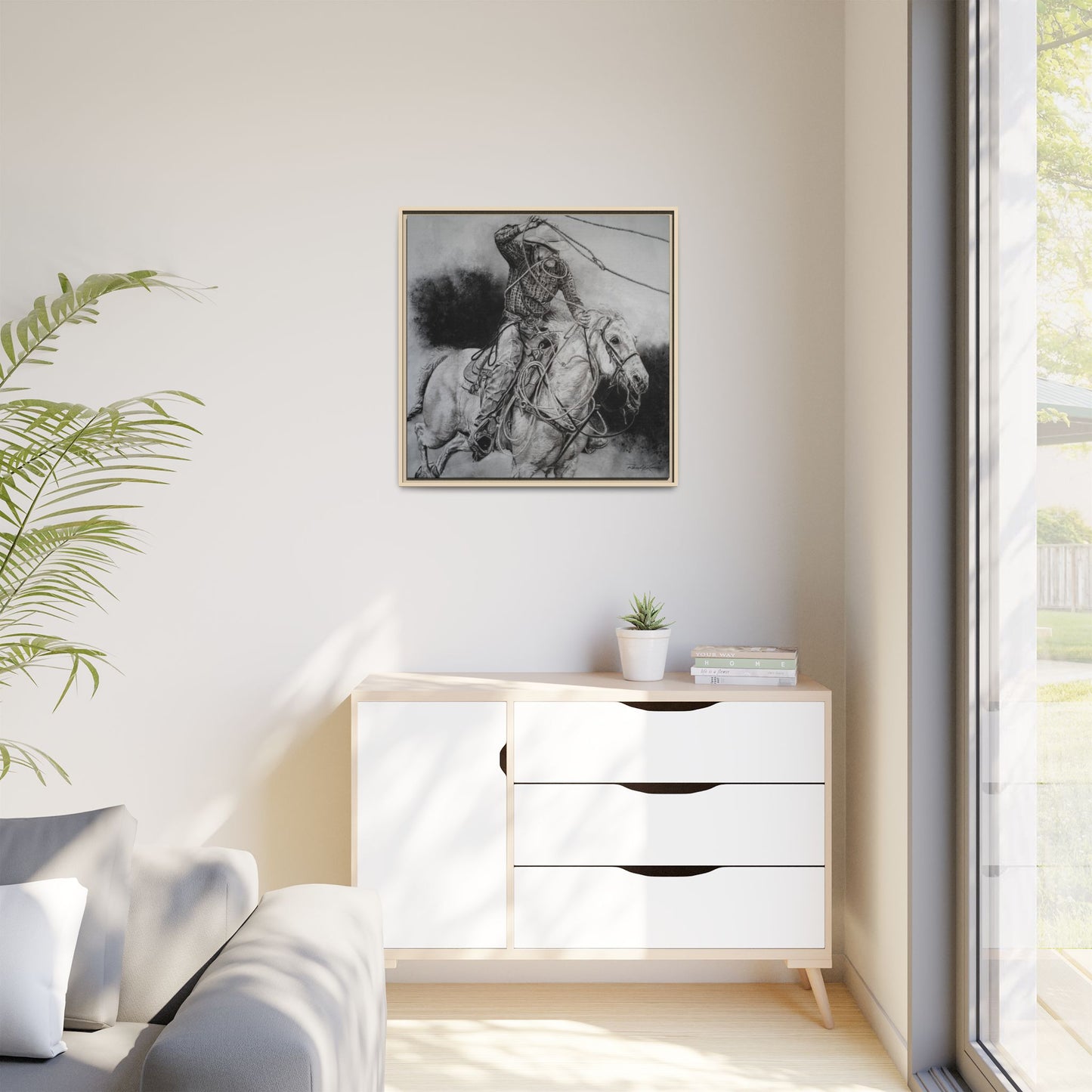 Let it Fly, Rodeo Tie-down Roper Painting, Matte Framed Stretched Canvas