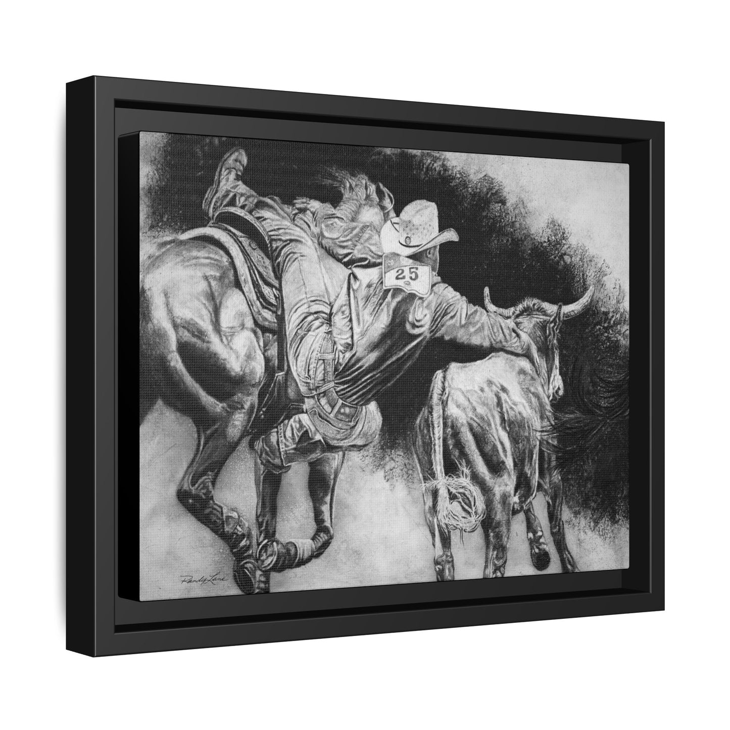 Contact. Cowboy Bulldogger Rodeo Art Framed Stretched Canvas Art