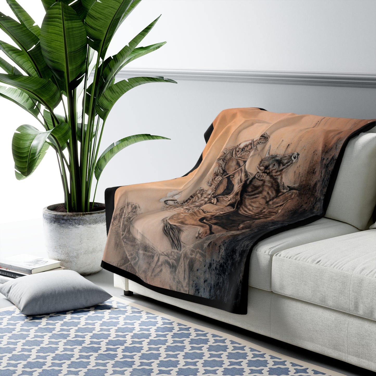 Get Some. Bulldogging Themed Sherpa Fleece Blanket