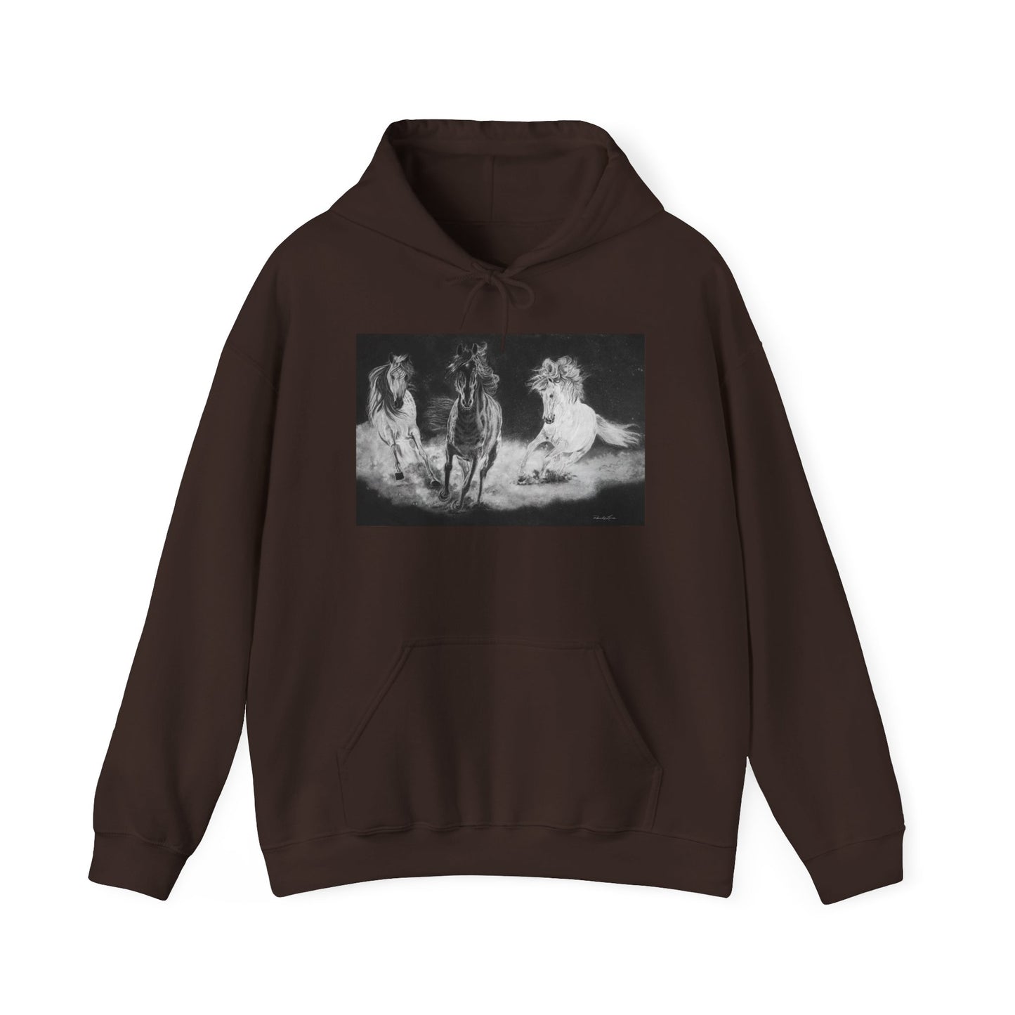 Midnight Run. Horse Cozy Unisex Hooded Pullover