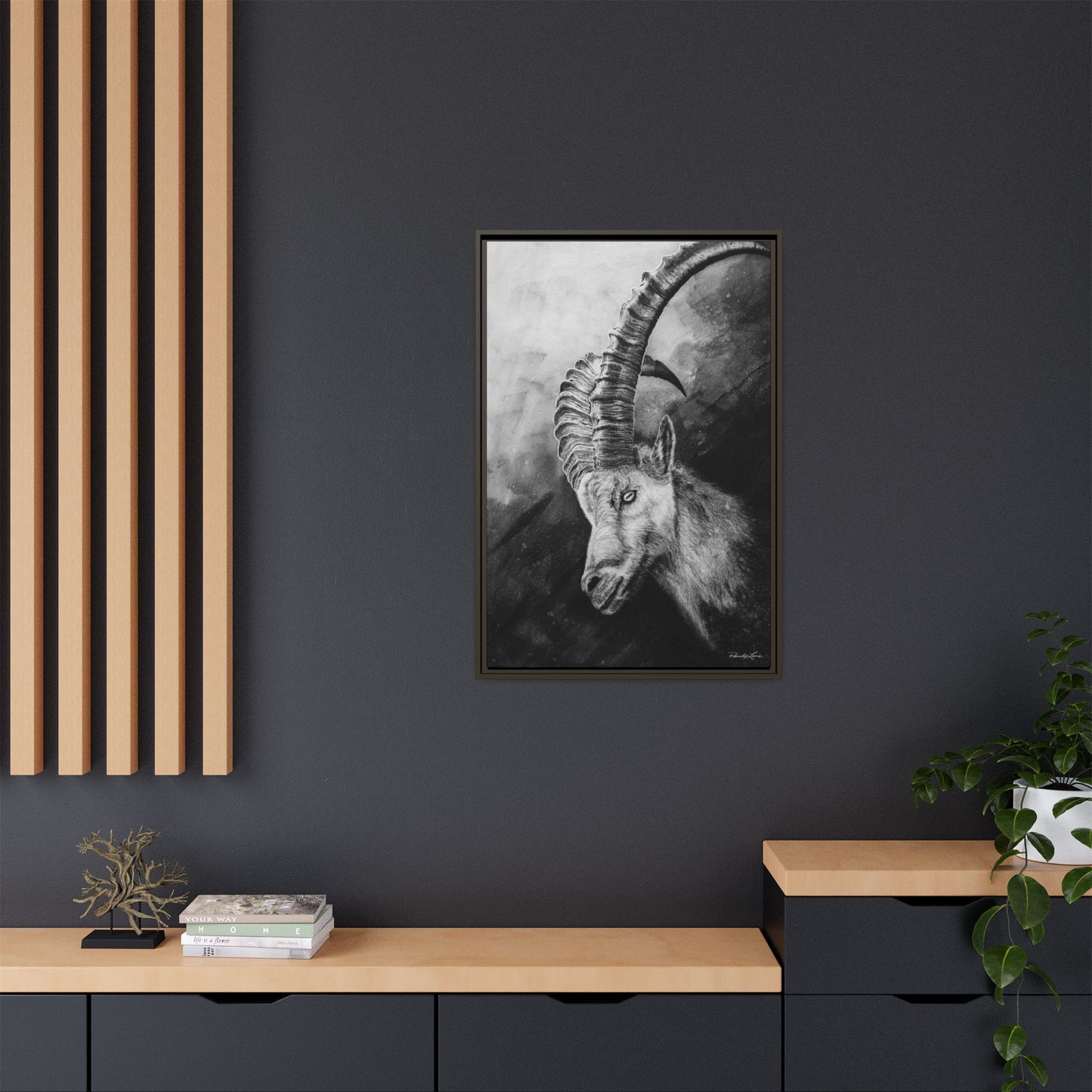 Apex,  Alpine Mountain Goat, Framed Matte Canvas Art Print,