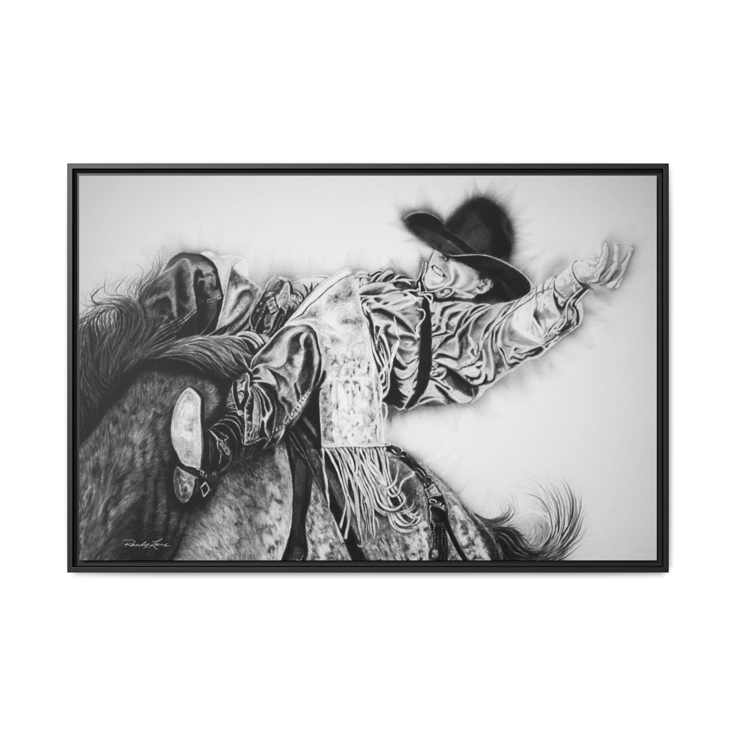 Go Time. Stretched Matte Canvas Framed Rodeo Art Print