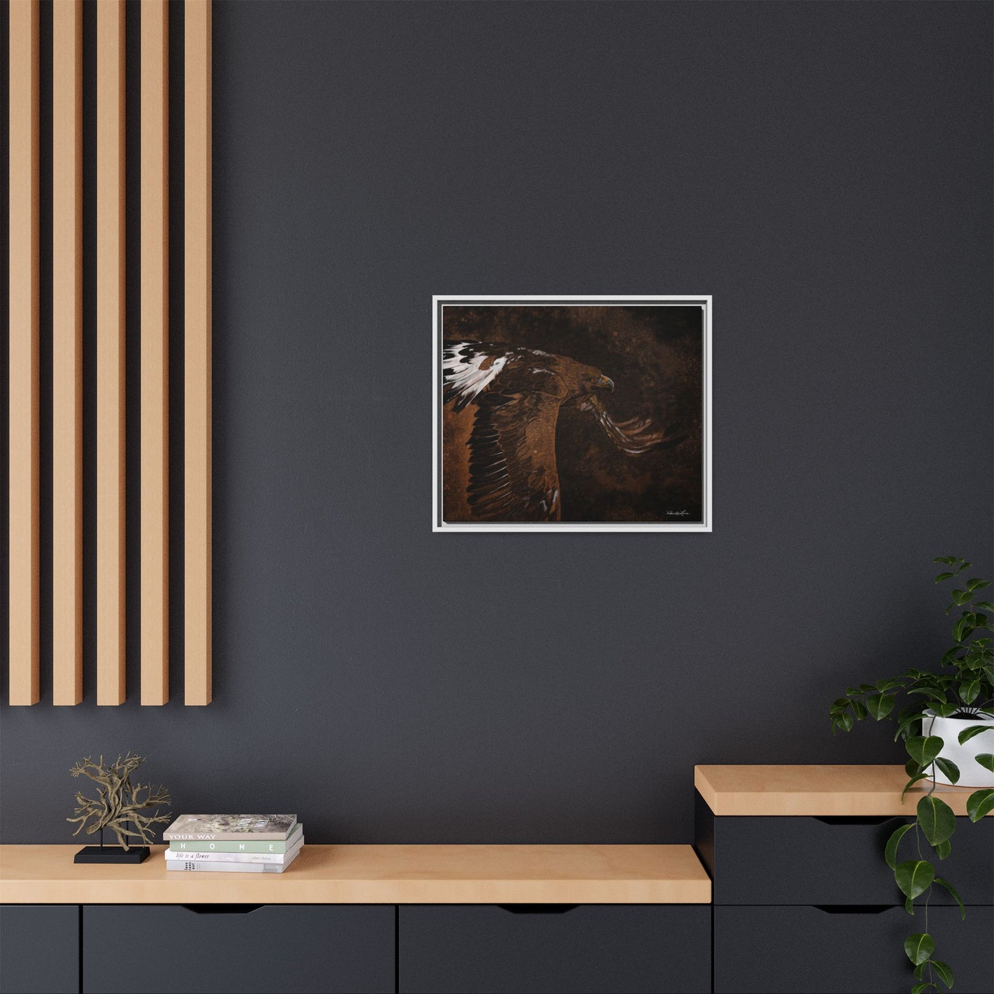 Golden Flight, Framed Golden Eagle Art Print, Canvas Wall Decor,