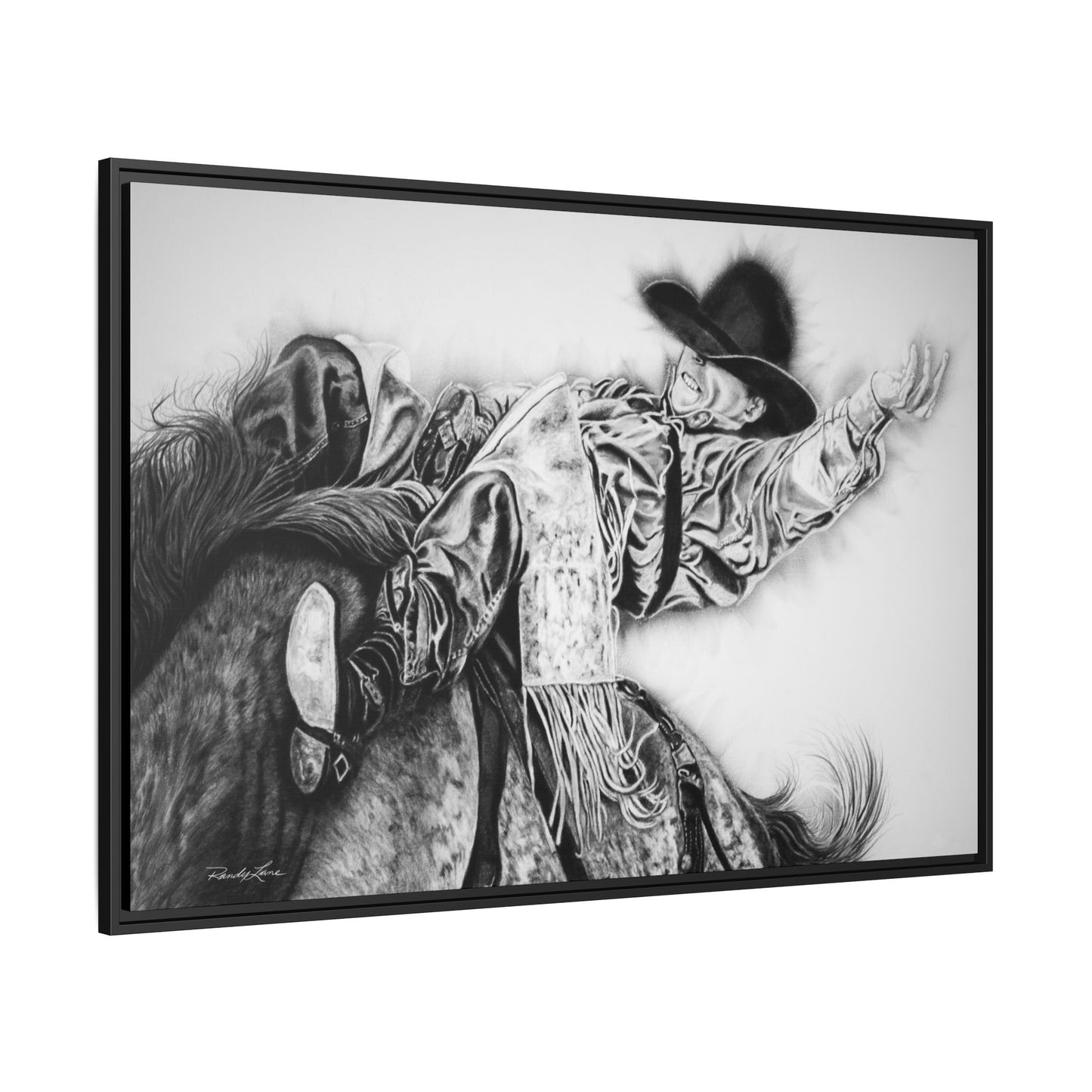 Go Time. Stretched Matte Canvas Framed Rodeo Art Print