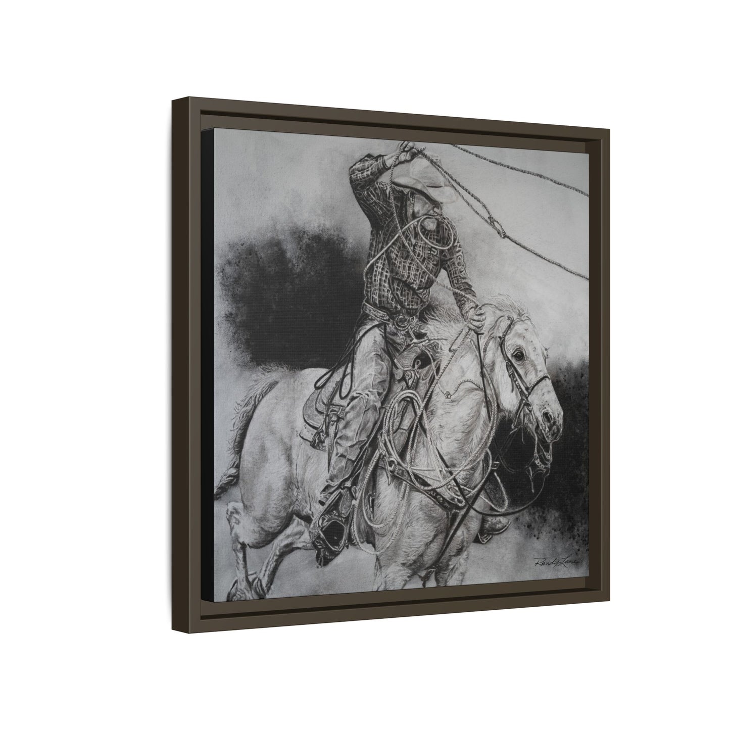 Let it Fly, Rodeo Tie-down Roper Painting, Matte Framed Stretched Canvas
