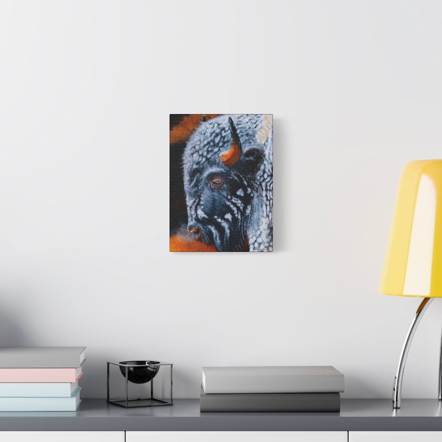 Storm Bison, Stretched Canvas Art Print