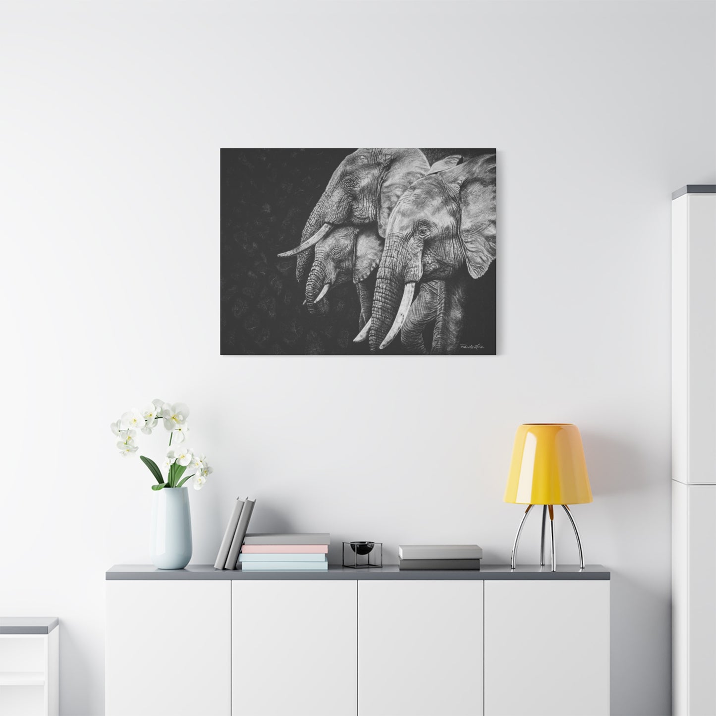 Brushland Bond. Elephant Art Stretched Canvas Print
