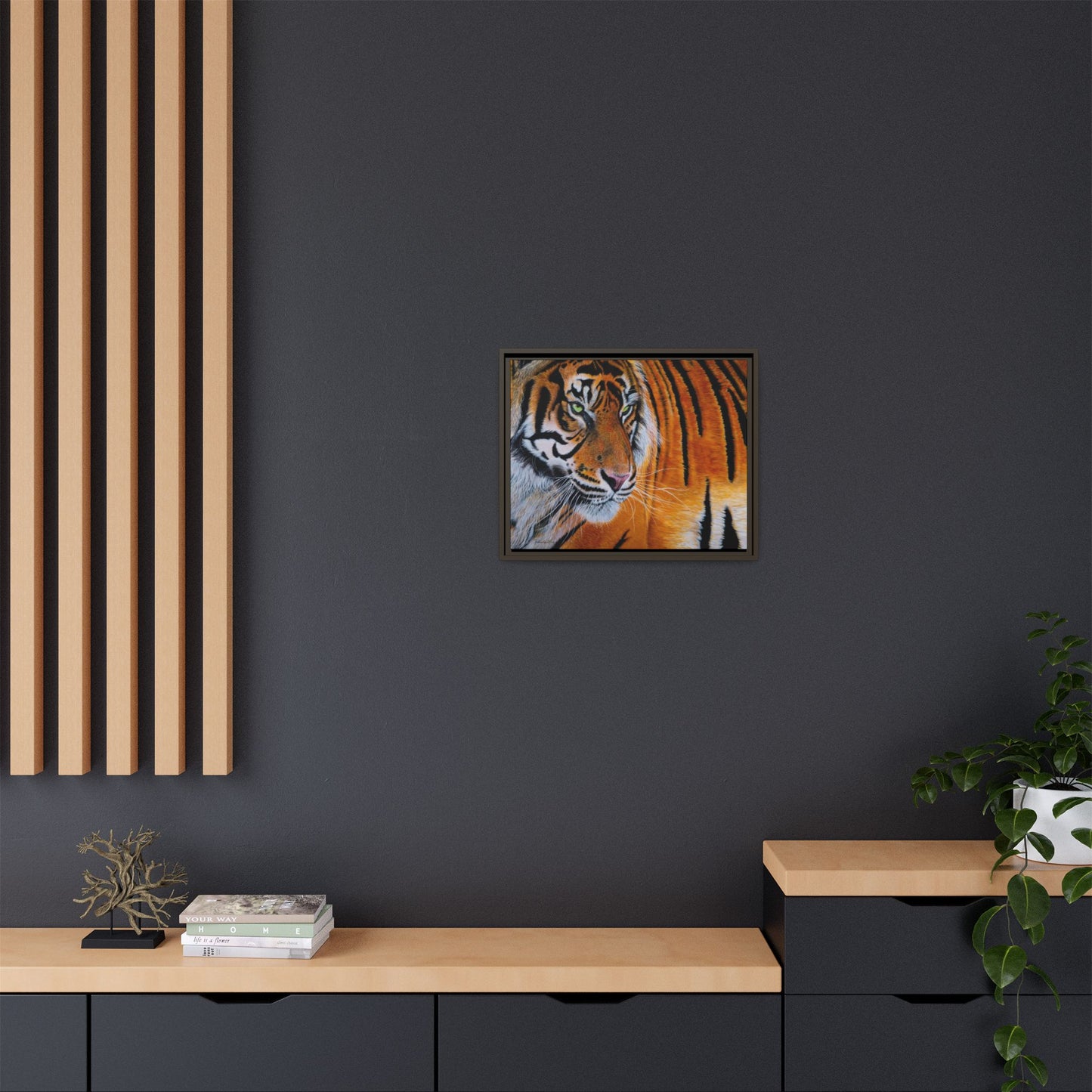 Tiger Stripe, Framed Tiger Canvas Print