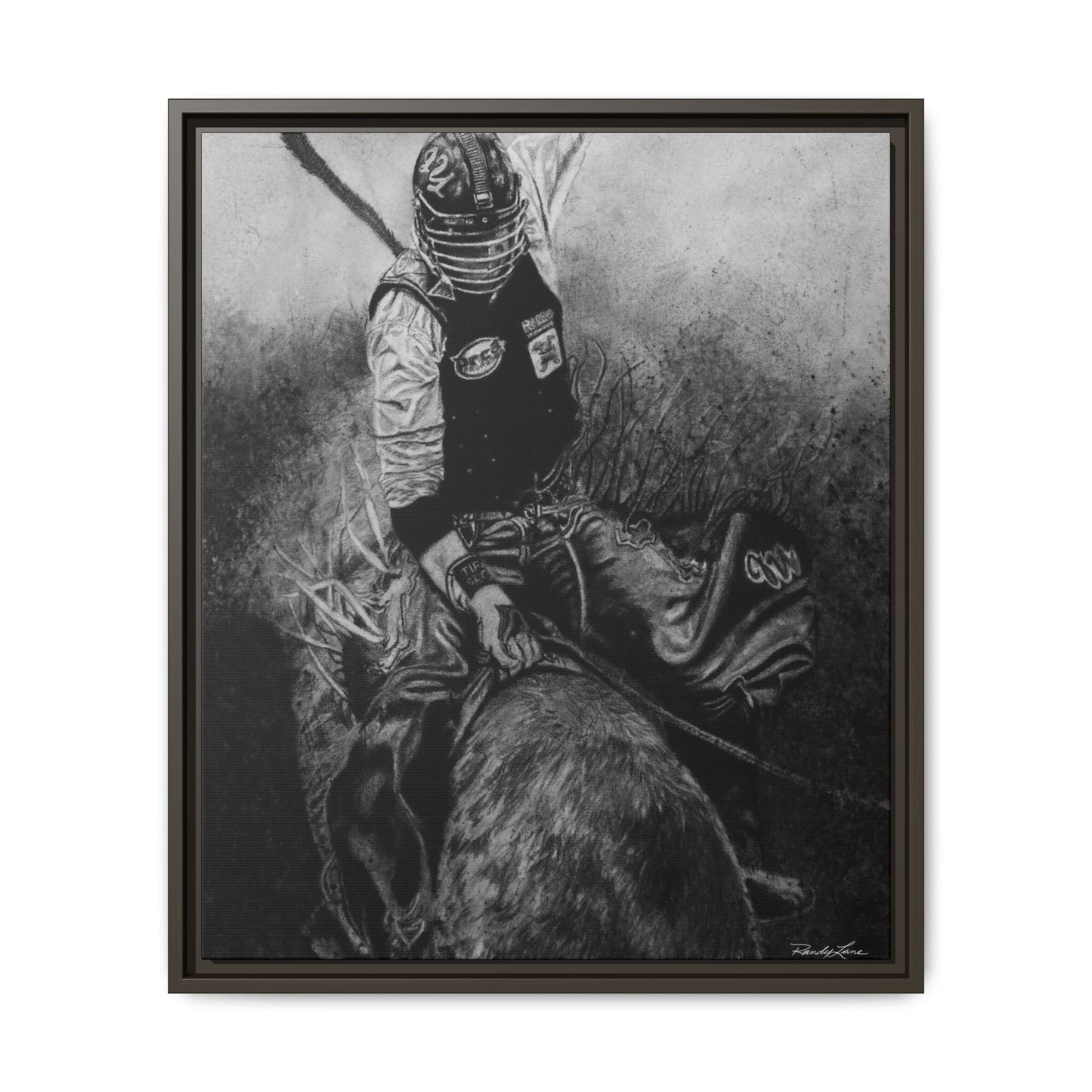Gettin Frosty. Bull Rider Framed Stretched Matte Canvas Print