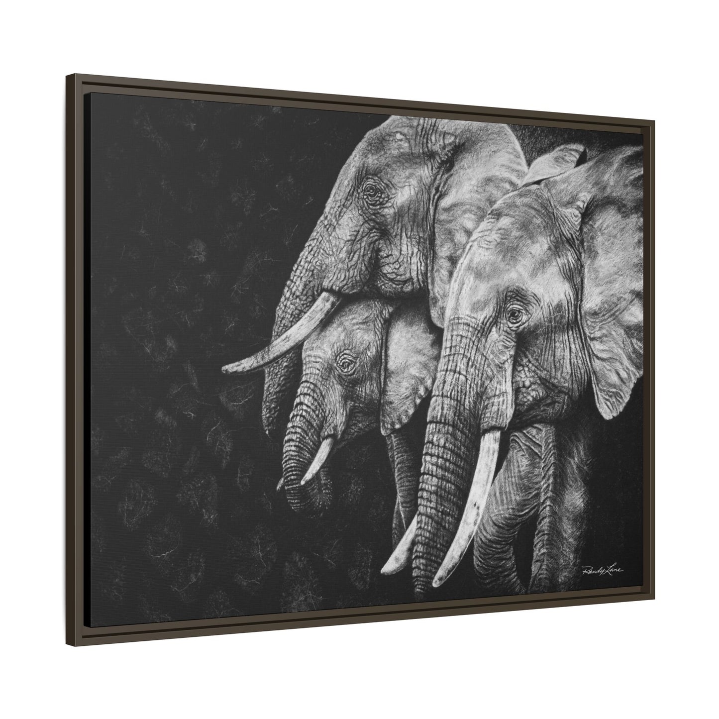 Brushland Bond. Elephant Art Framed Stretched Matte Canvas Print