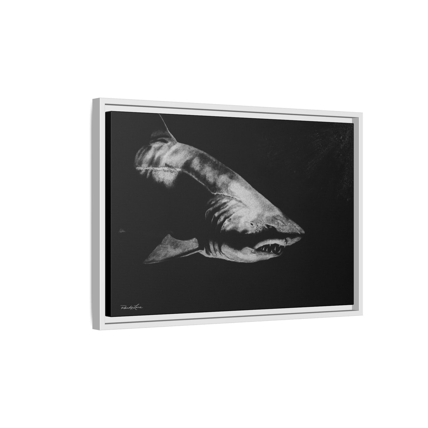 Below, Framed Shark Fine Art Print, Matte Canvas Wall Decor