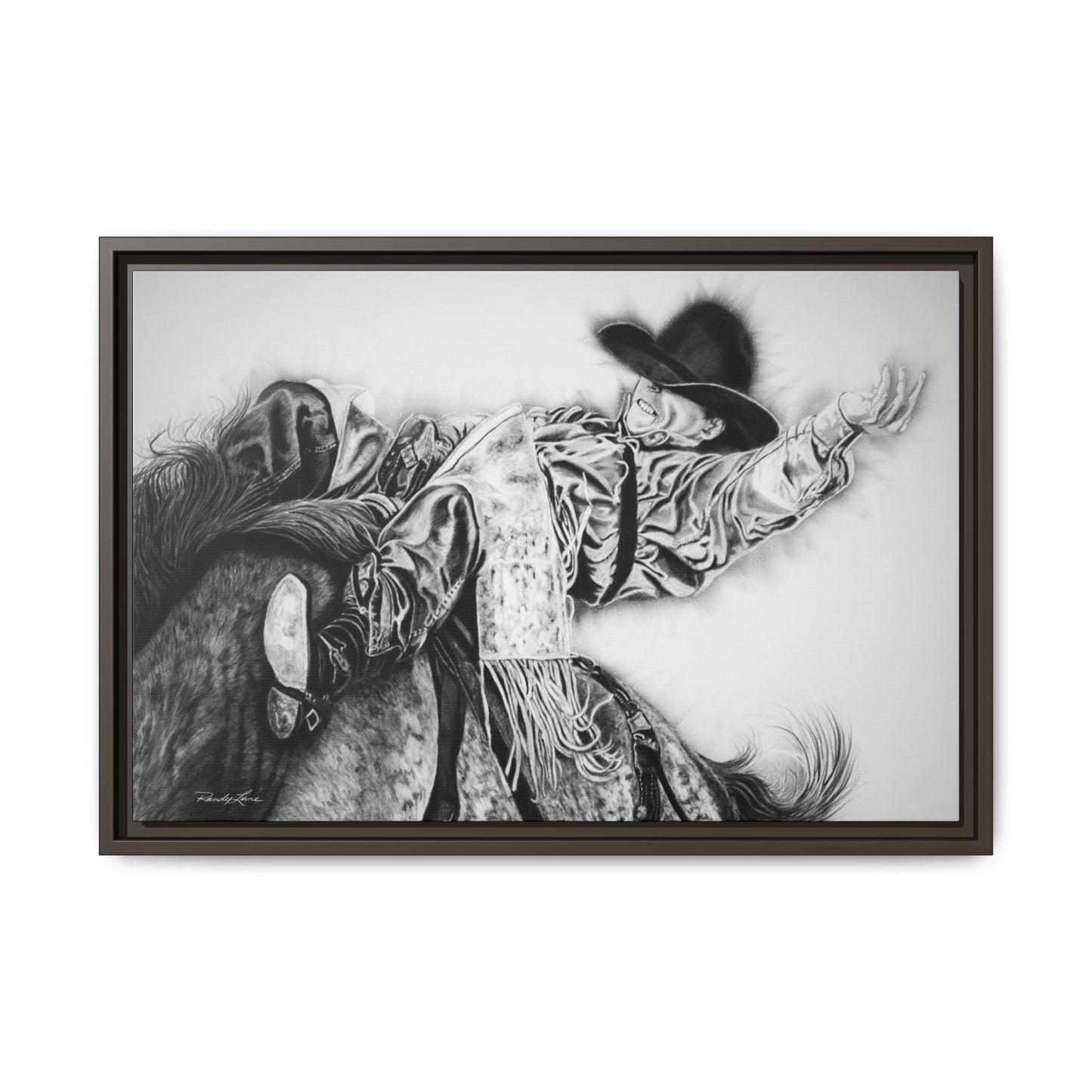 Go Time. Stretched Matte Canvas Framed Rodeo Art Print