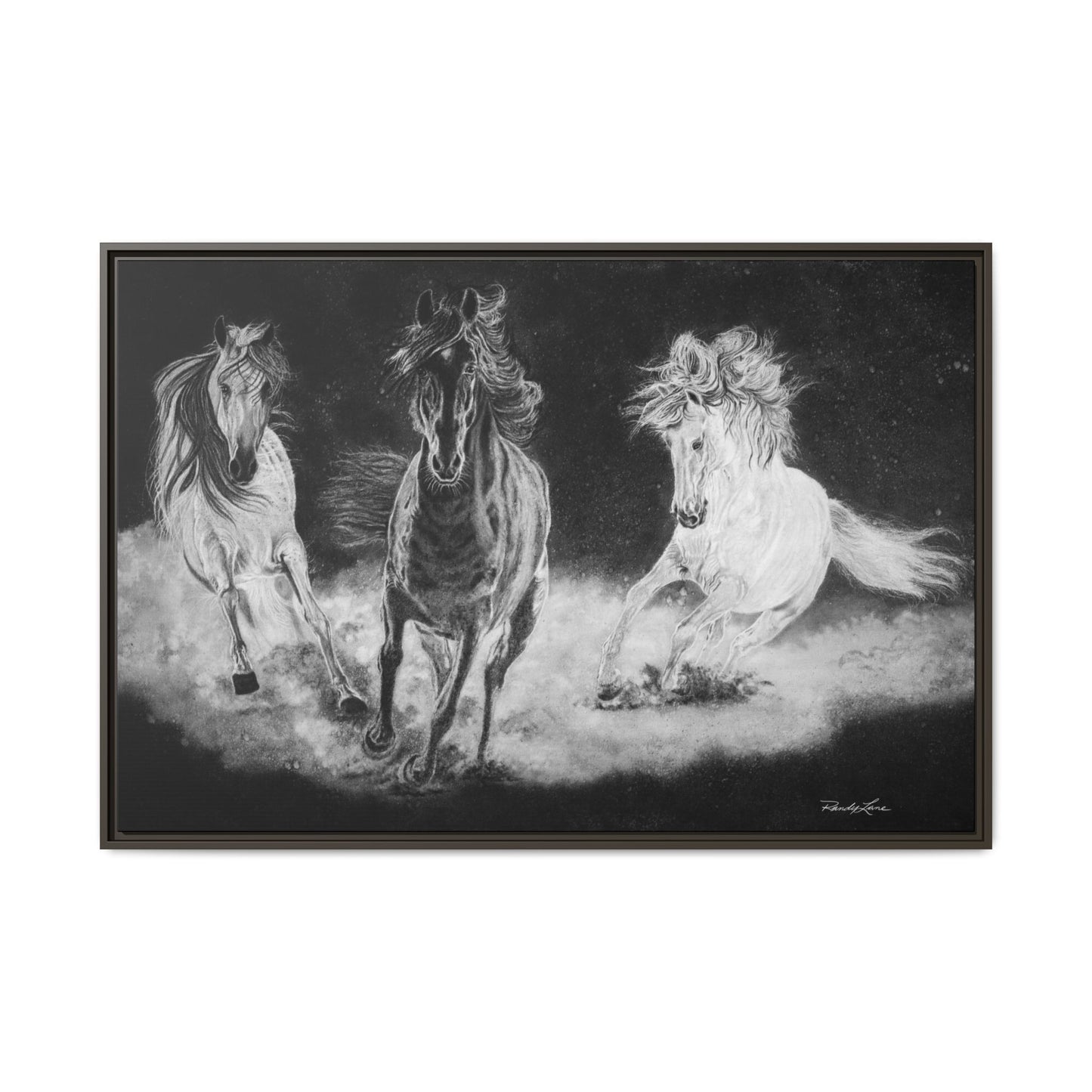 Midnight Run. Framed Stretched Matte Canvas Fine Art Horse Print