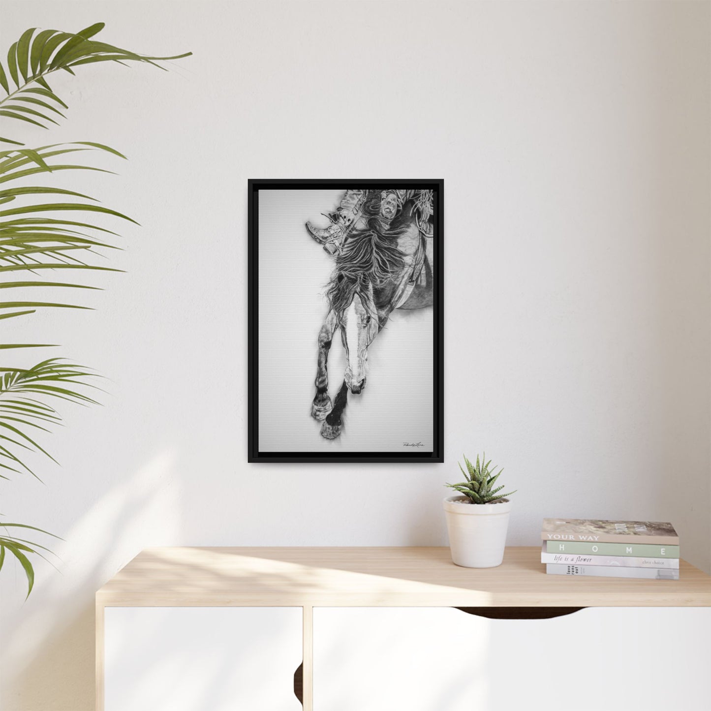 Crazy 8. Framed Stretched Matte Canvas Rodeo Art Print
