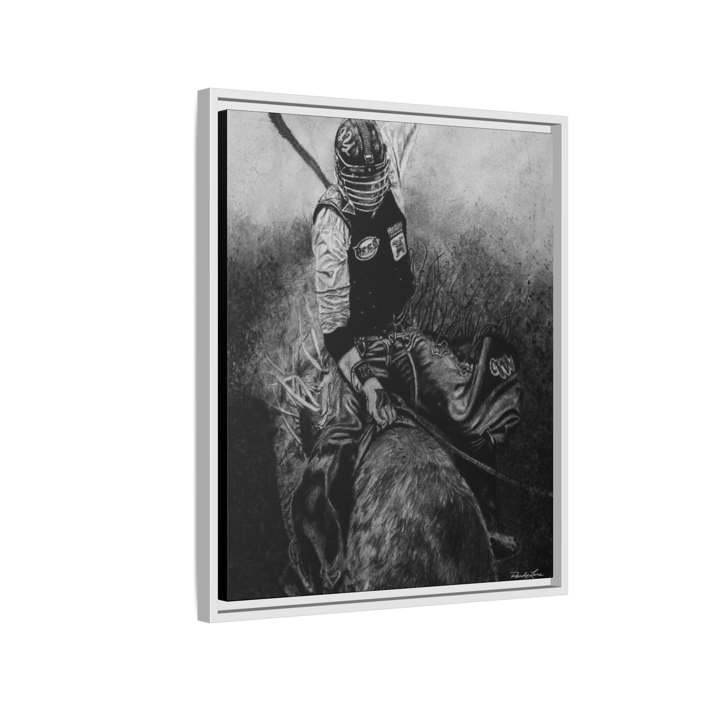 Gettin Frosty. Bull Rider Framed Stretched Matte Canvas Print