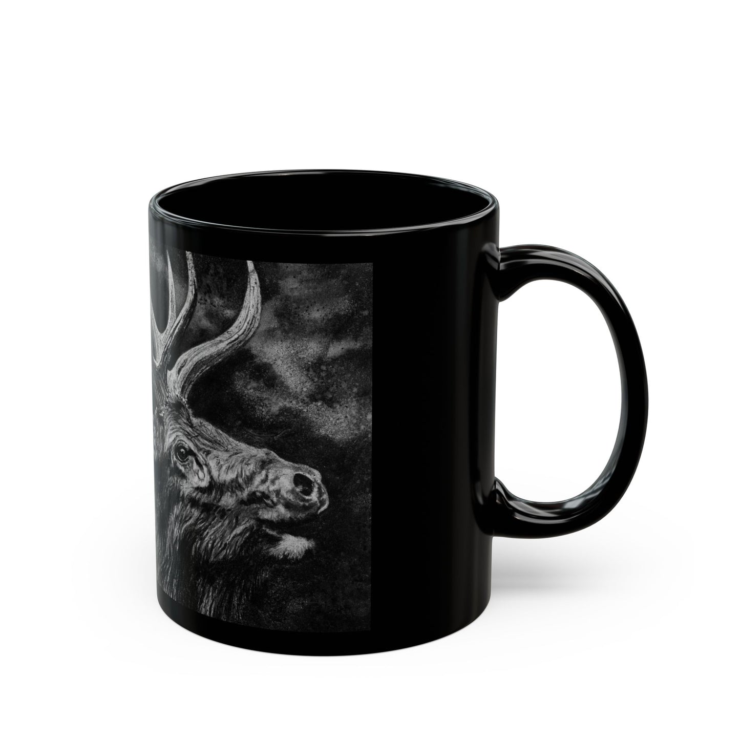 Gladiator, Black Mug with Majestic Elk Design