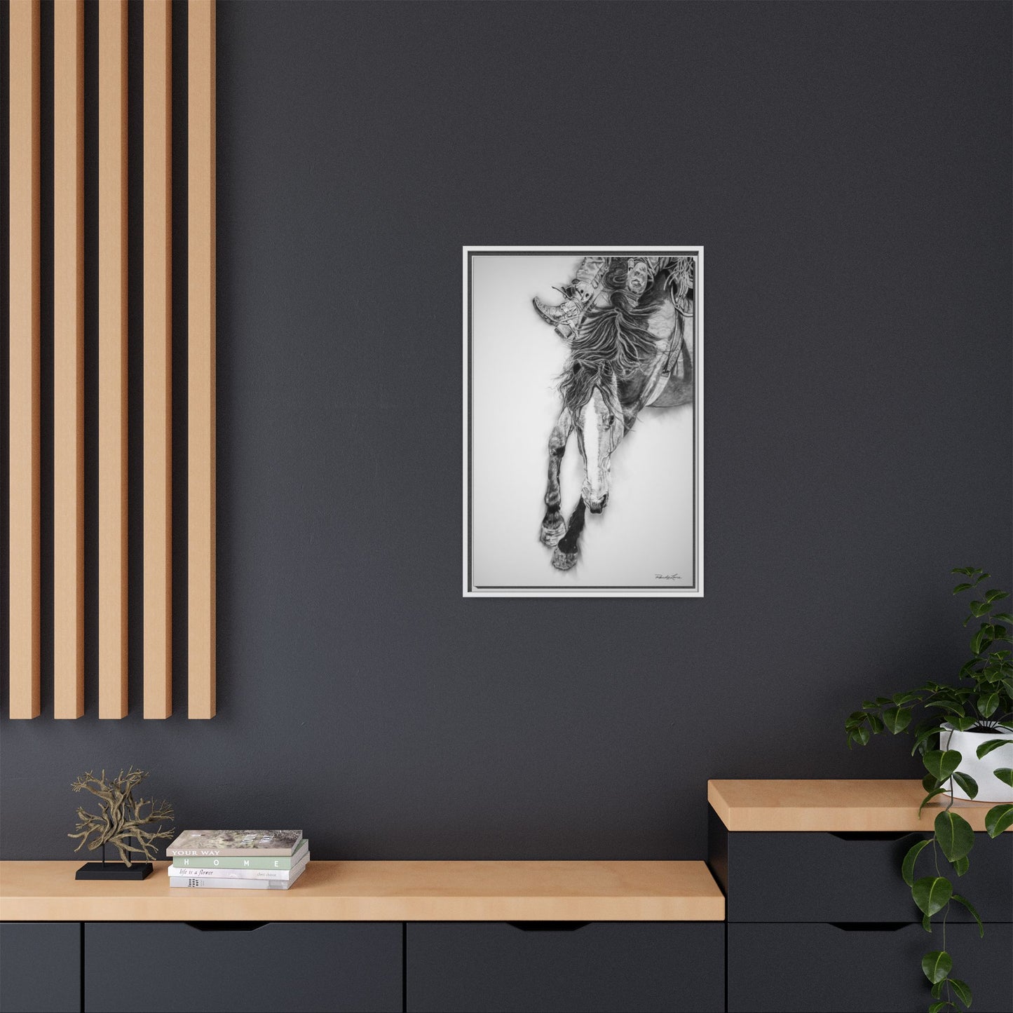 Crazy 8. Framed Stretched Matte Canvas Rodeo Art Print